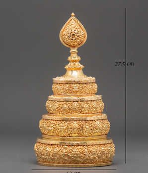 Handmade Gold Plated Mandala Offering Set | Tibetan Buddhist Altar Decor