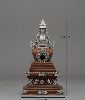 Oxidized Copper Stupa | Buddhist Ritual Altar Offering
