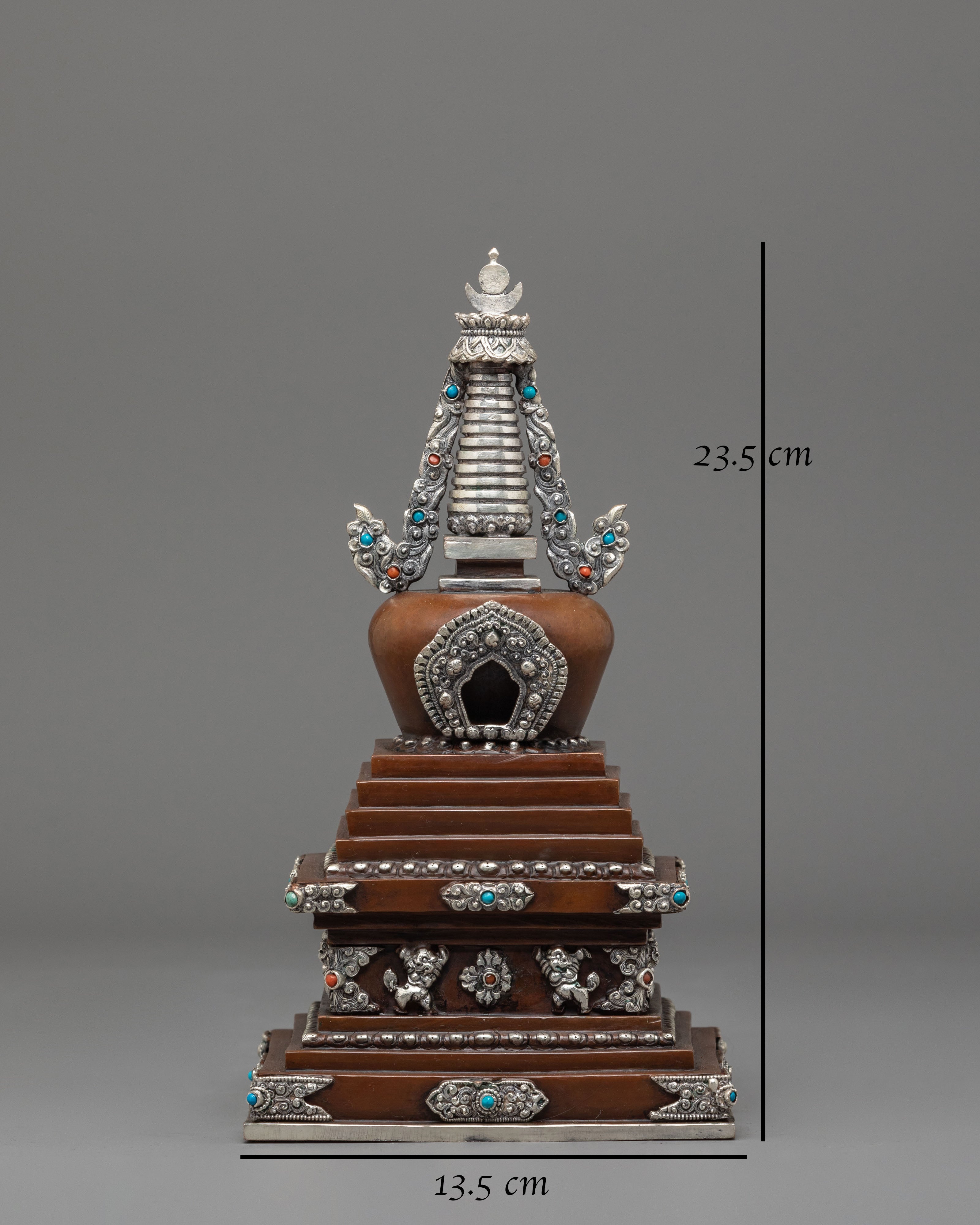 Oxidized Copper Stupa | Buddhist Ritual Altar Offering