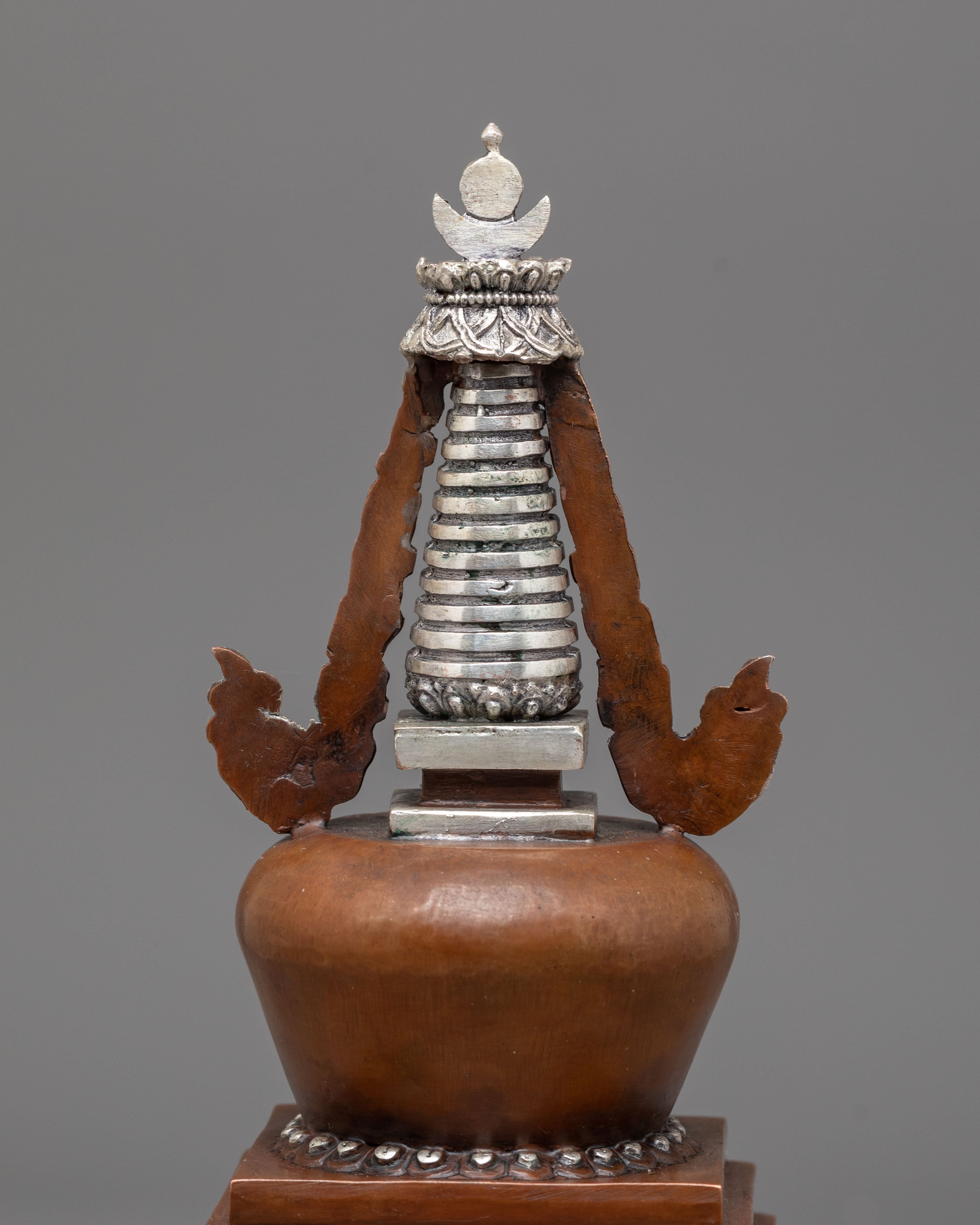 Oxidized Copper Stupa | Buddhist Ritual Altar Offering
