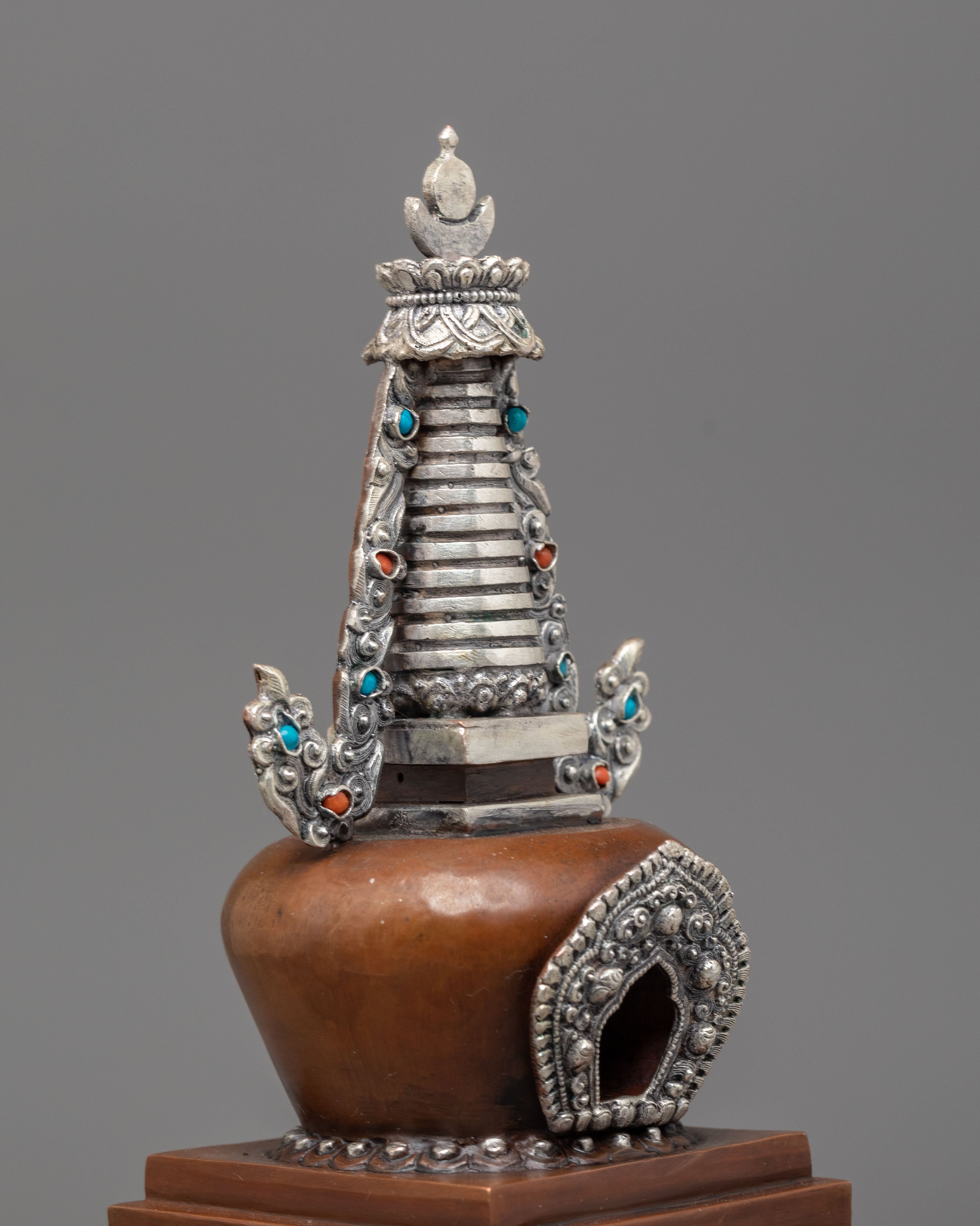 Oxidized Copper Stupa | Buddhist Ritual Altar Offering