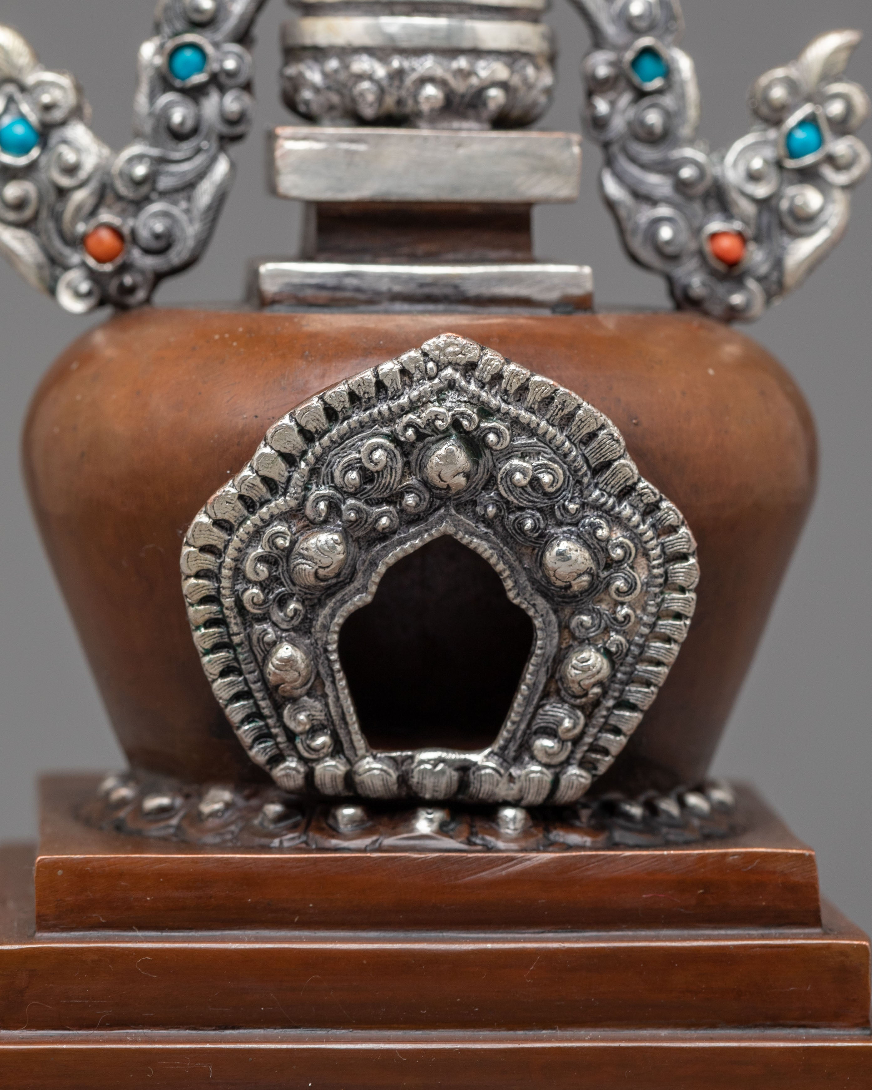 Oxidized Copper Stupa | Buddhist Ritual Altar Offering