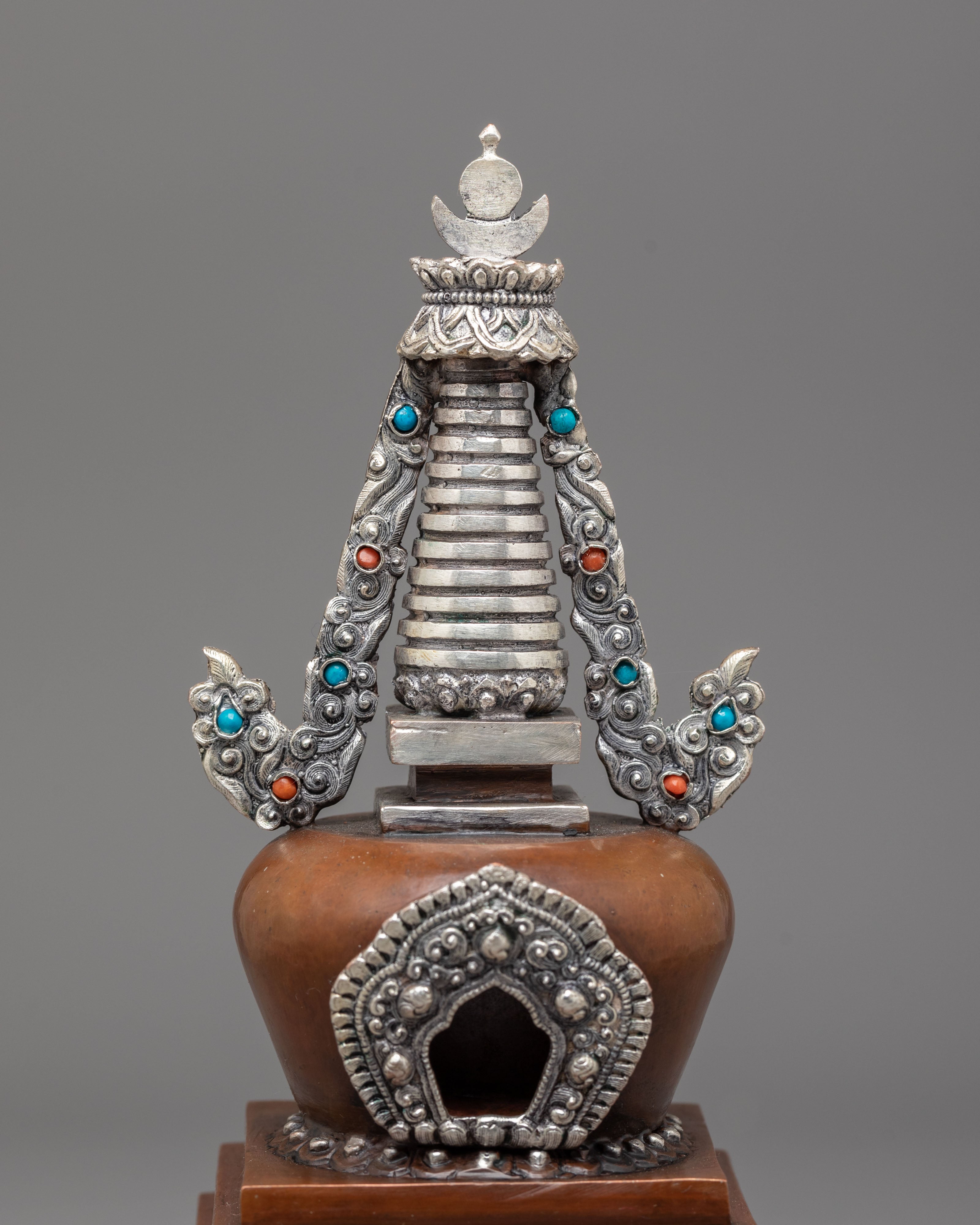 Oxidized Copper Stupa | Buddhist Ritual Altar Offering