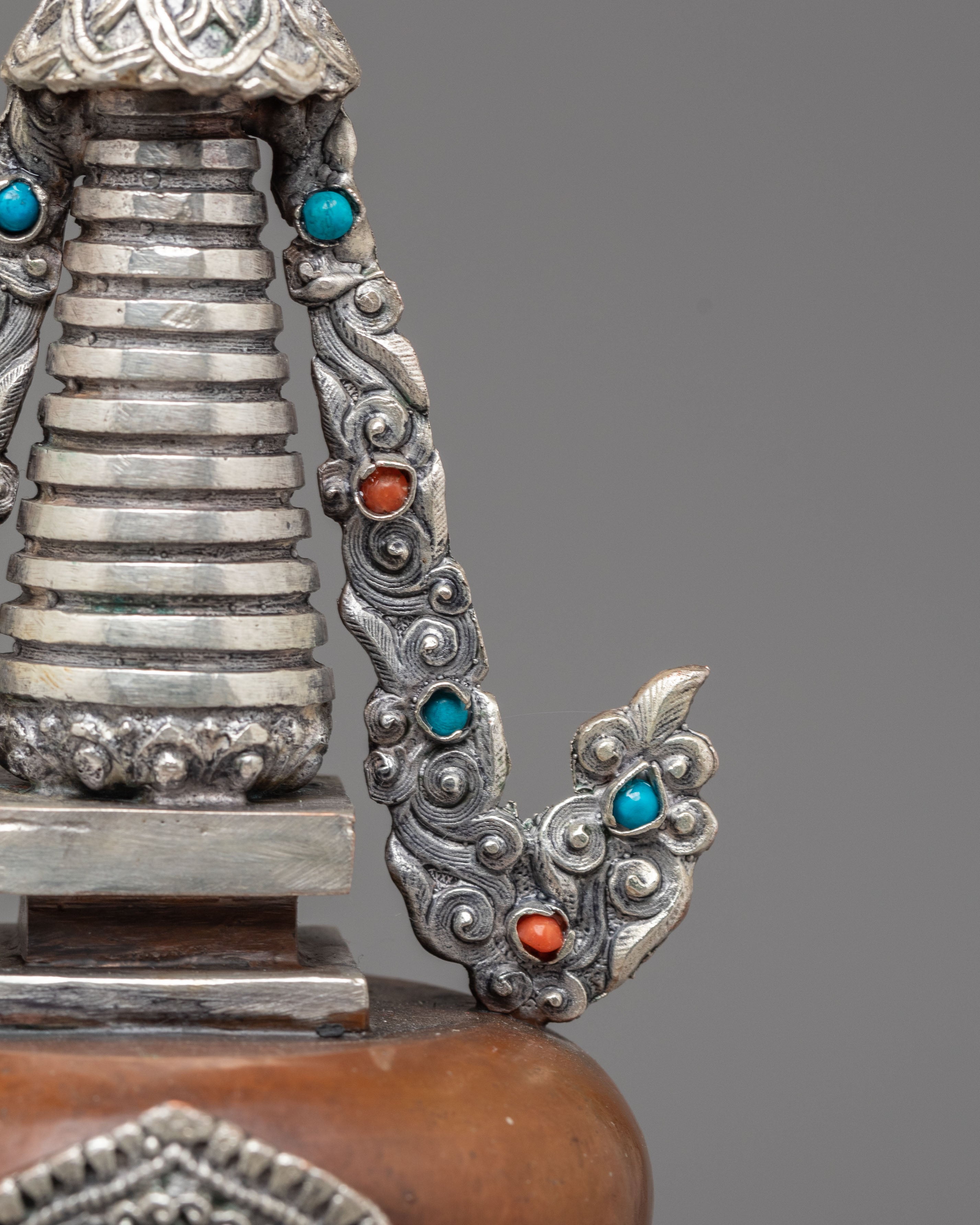 Oxidized Copper Stupa | Buddhist Ritual Altar Offering