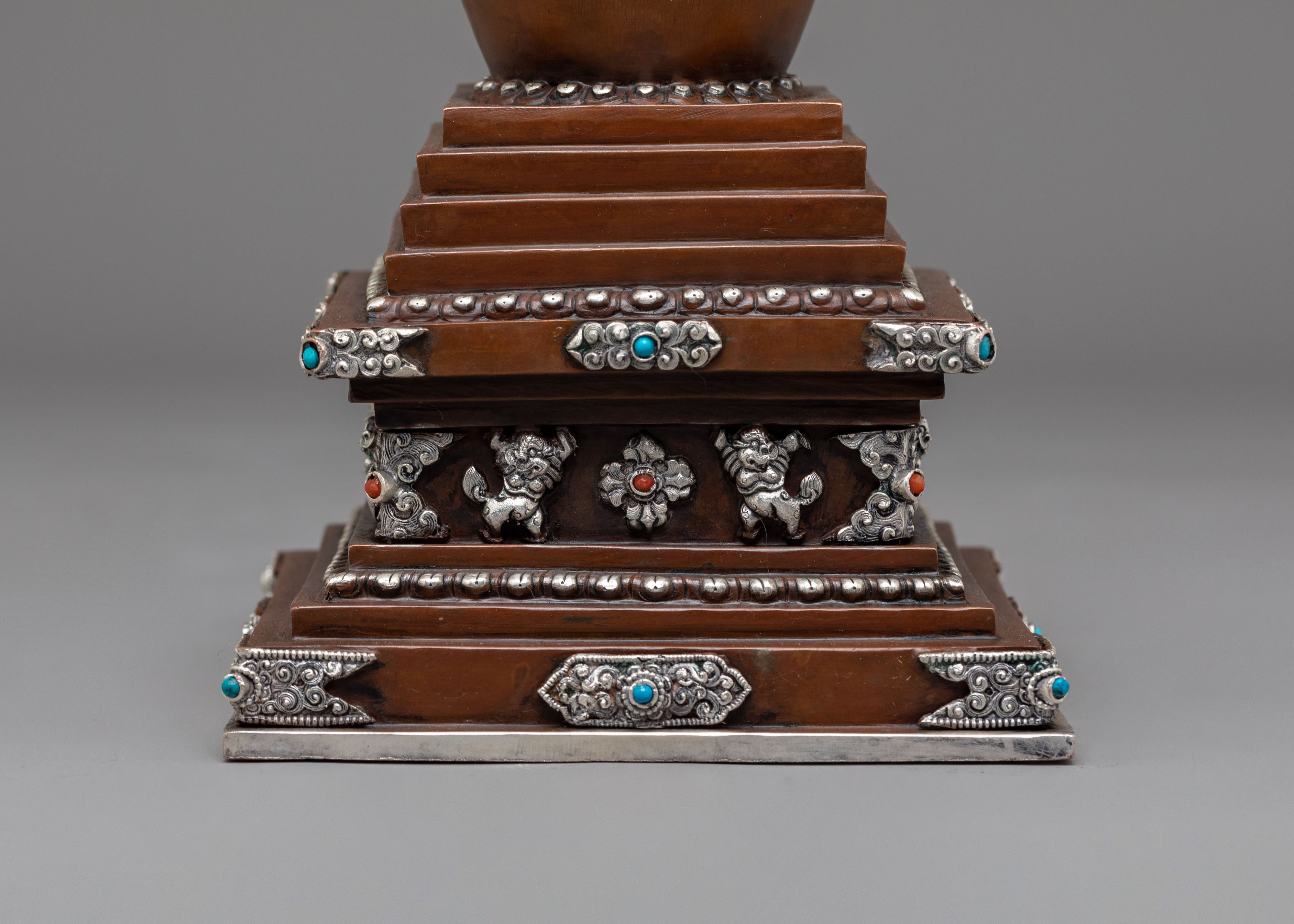 Oxidized Copper Stupa | Buddhist Ritual Altar Offering