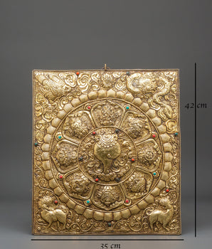 Tibetan Auspicious Symbol Wall Hanging | Handcrafted Brass Buddhist Art