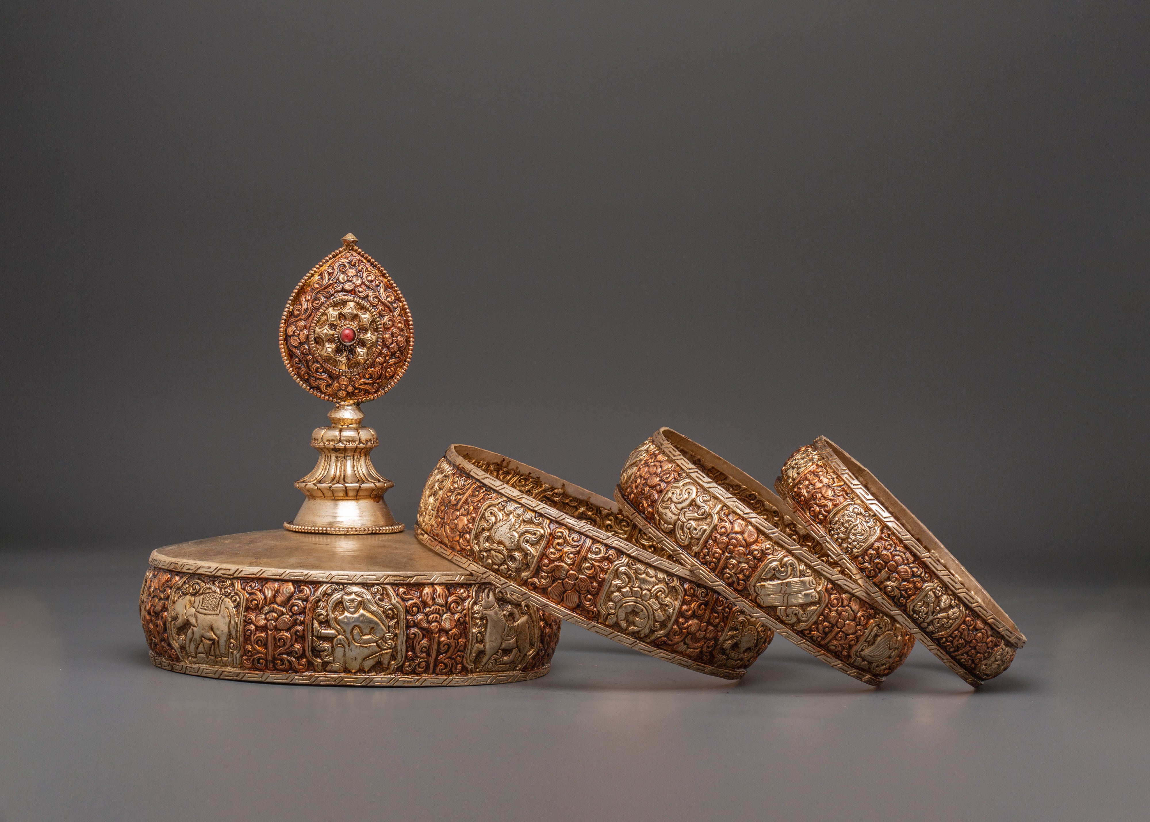 Silver Plated Offering Mandala Set | Copper Mandala for Rituals