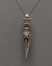 Tibetan Ritual Dagger Pendant | Silver Plated Copper Ornament
