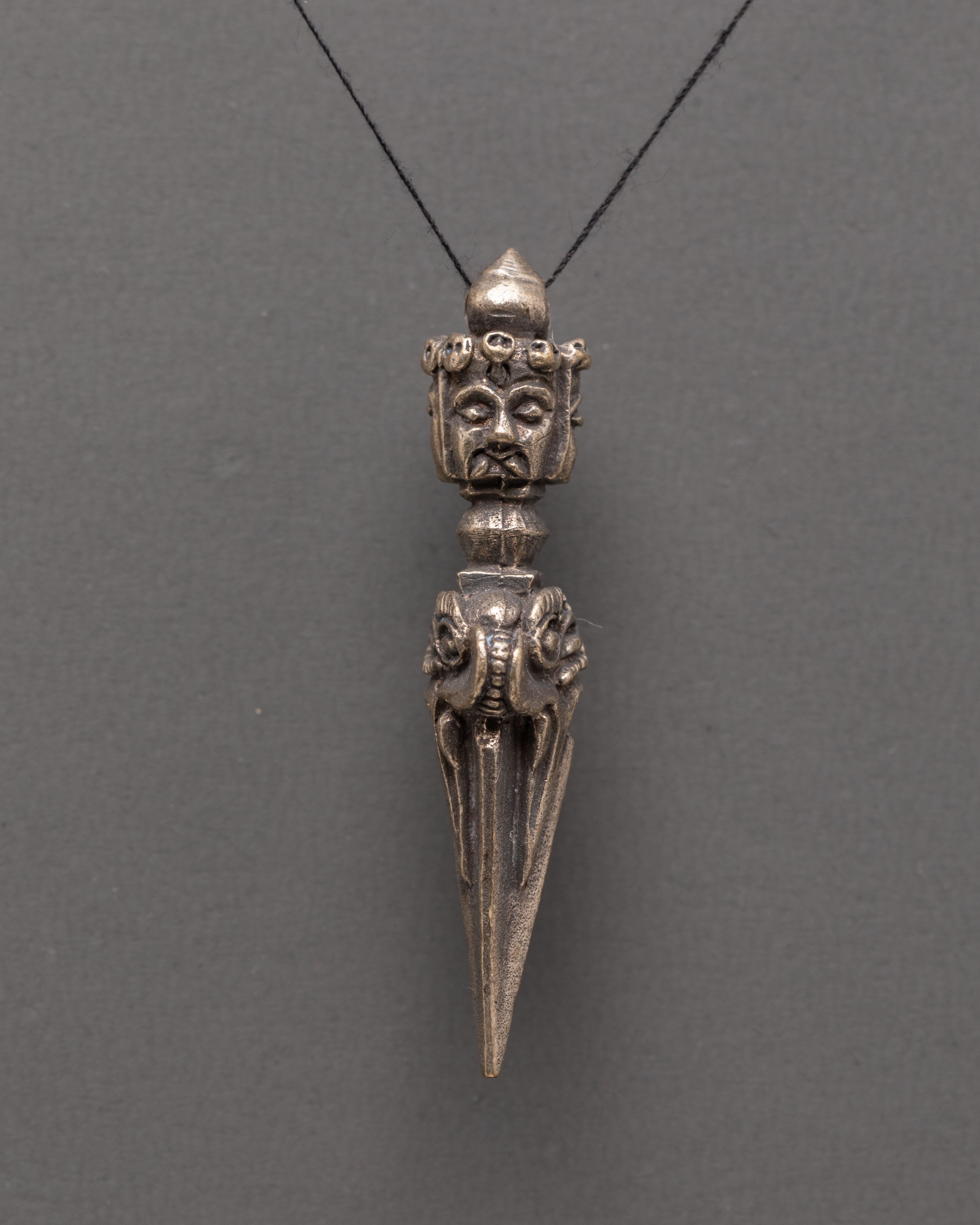 Tibetan Ritual Dagger Pendant | Silver Plated Copper Ornament