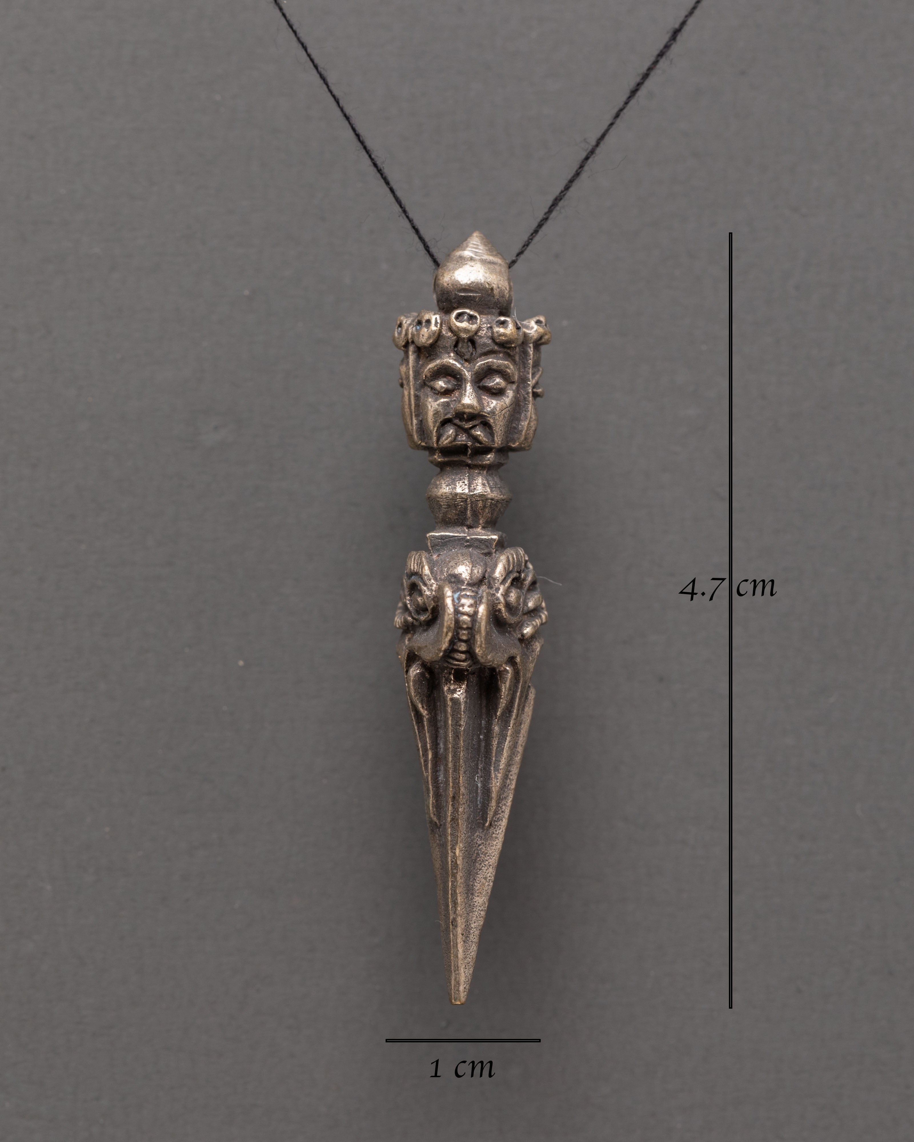 Tibetan Ritual Dagger Pendant | Silver Plated Copper Ornament