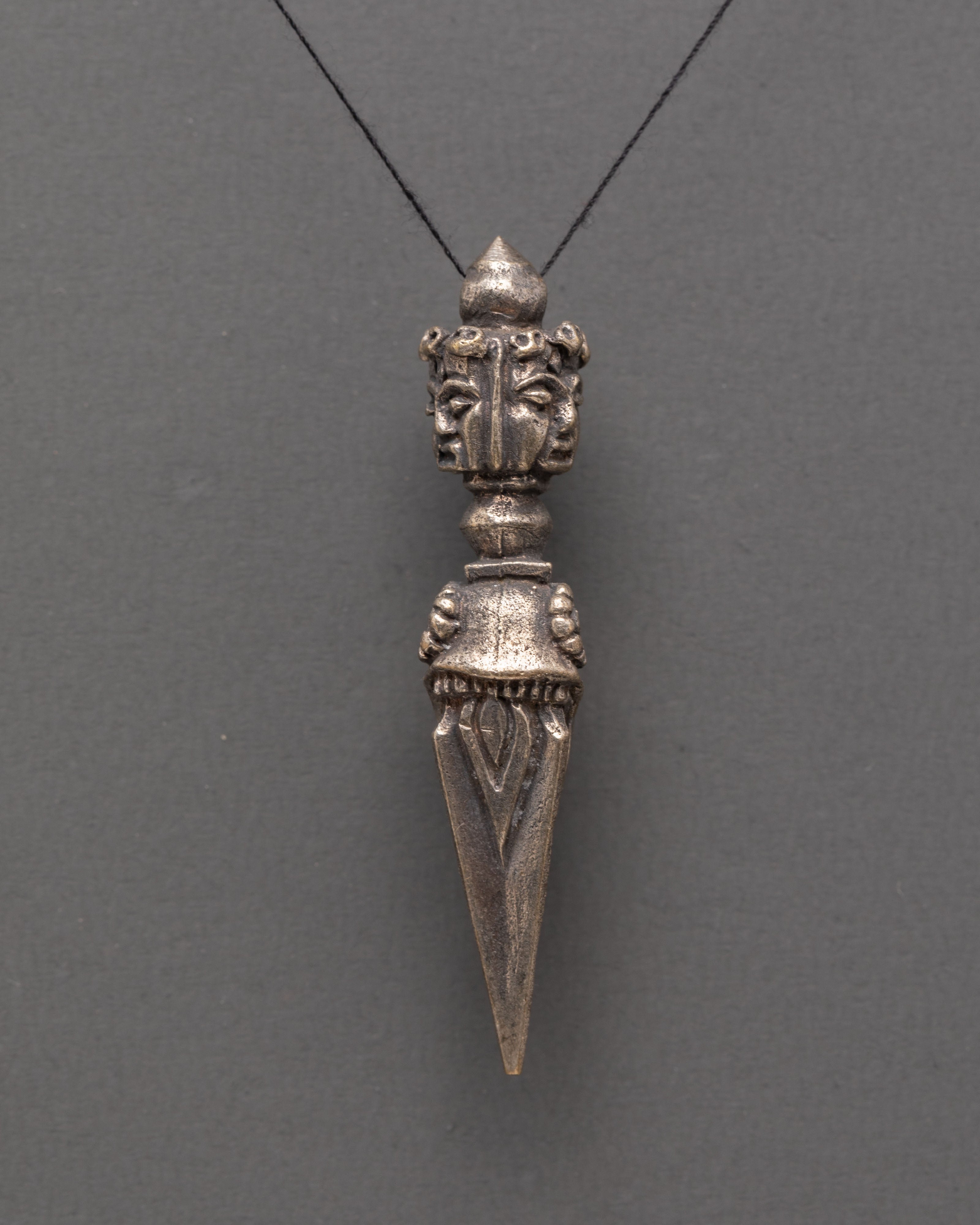 Tibetan Ritual Dagger Pendant | Silver Plated Copper Ornament