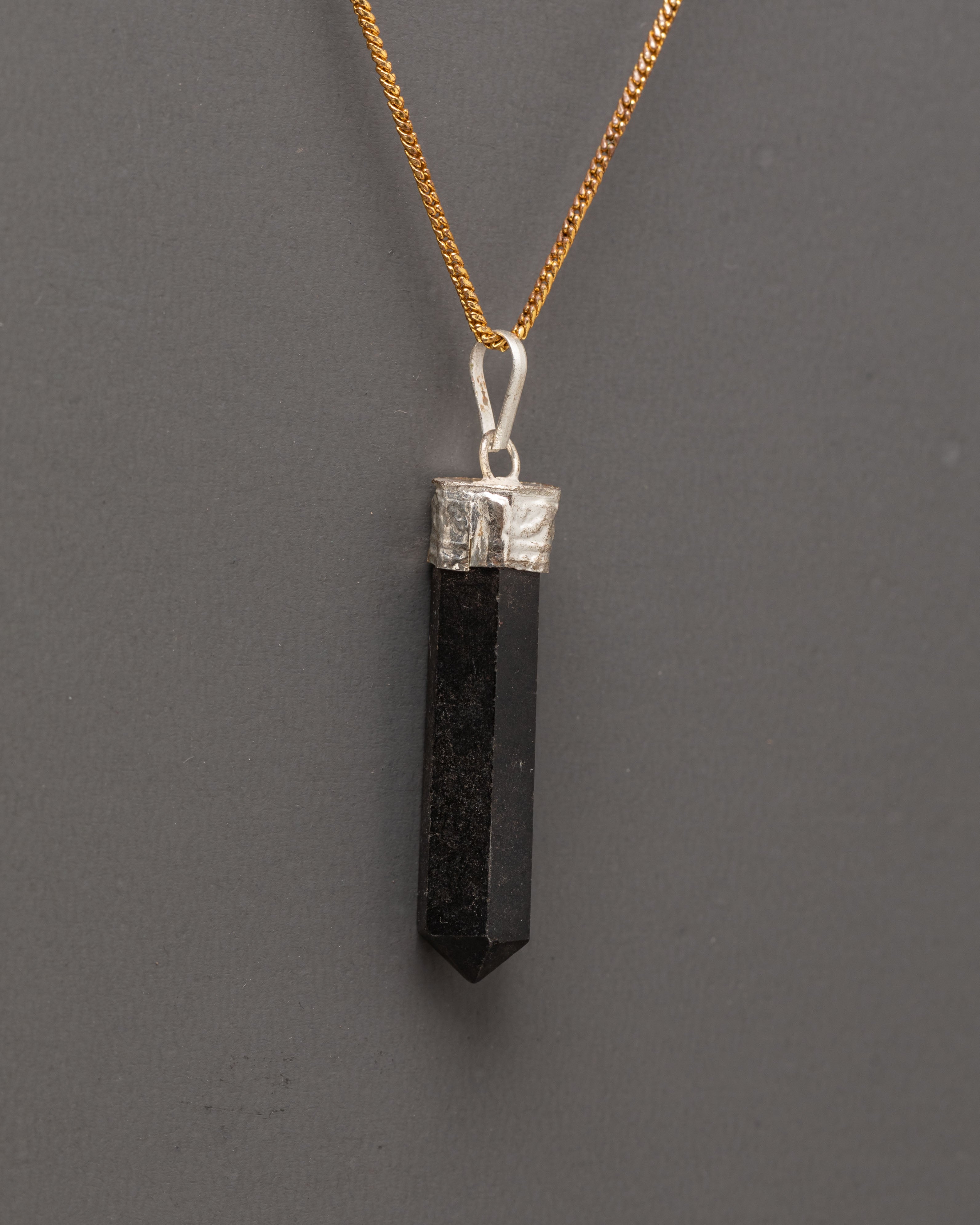 Black Tourmaline Stone Pendant | Natural Gemstone Jewelry