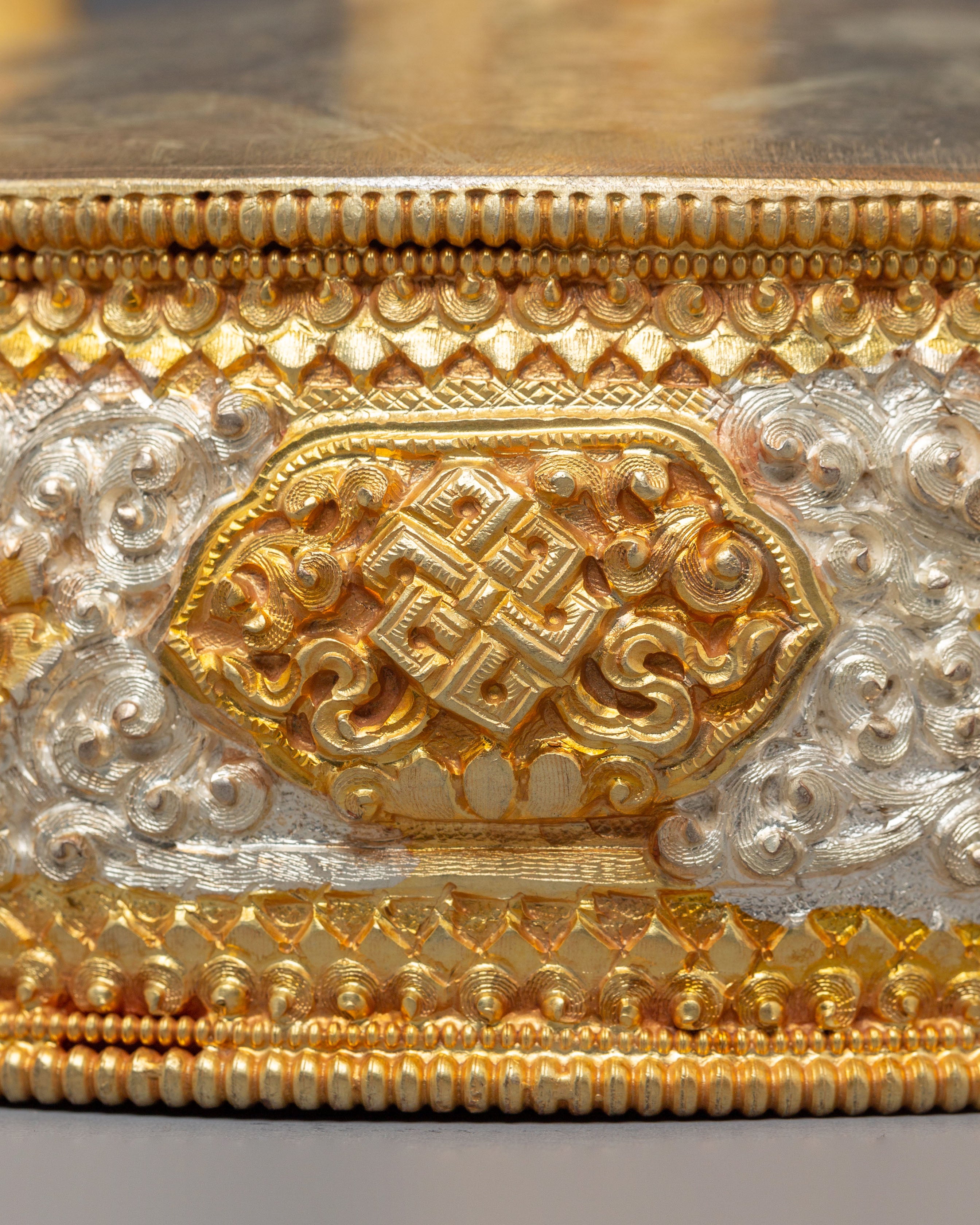 Handmade Buddhist Mandala Offering | Electro Gold & Silver Plated Copper Art