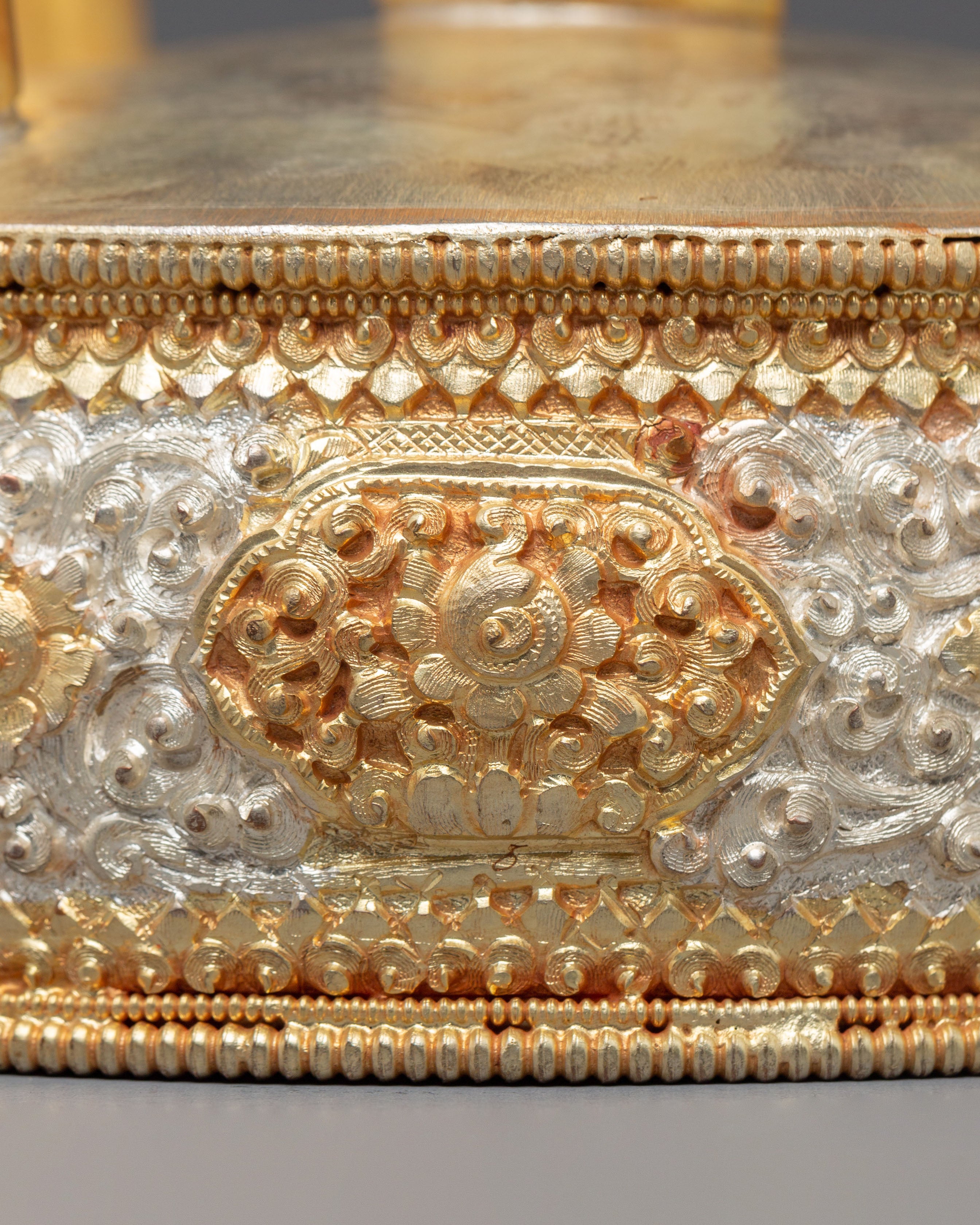 Handmade Buddhist Mandala Offering | Electro Gold & Silver Plated Copper Art