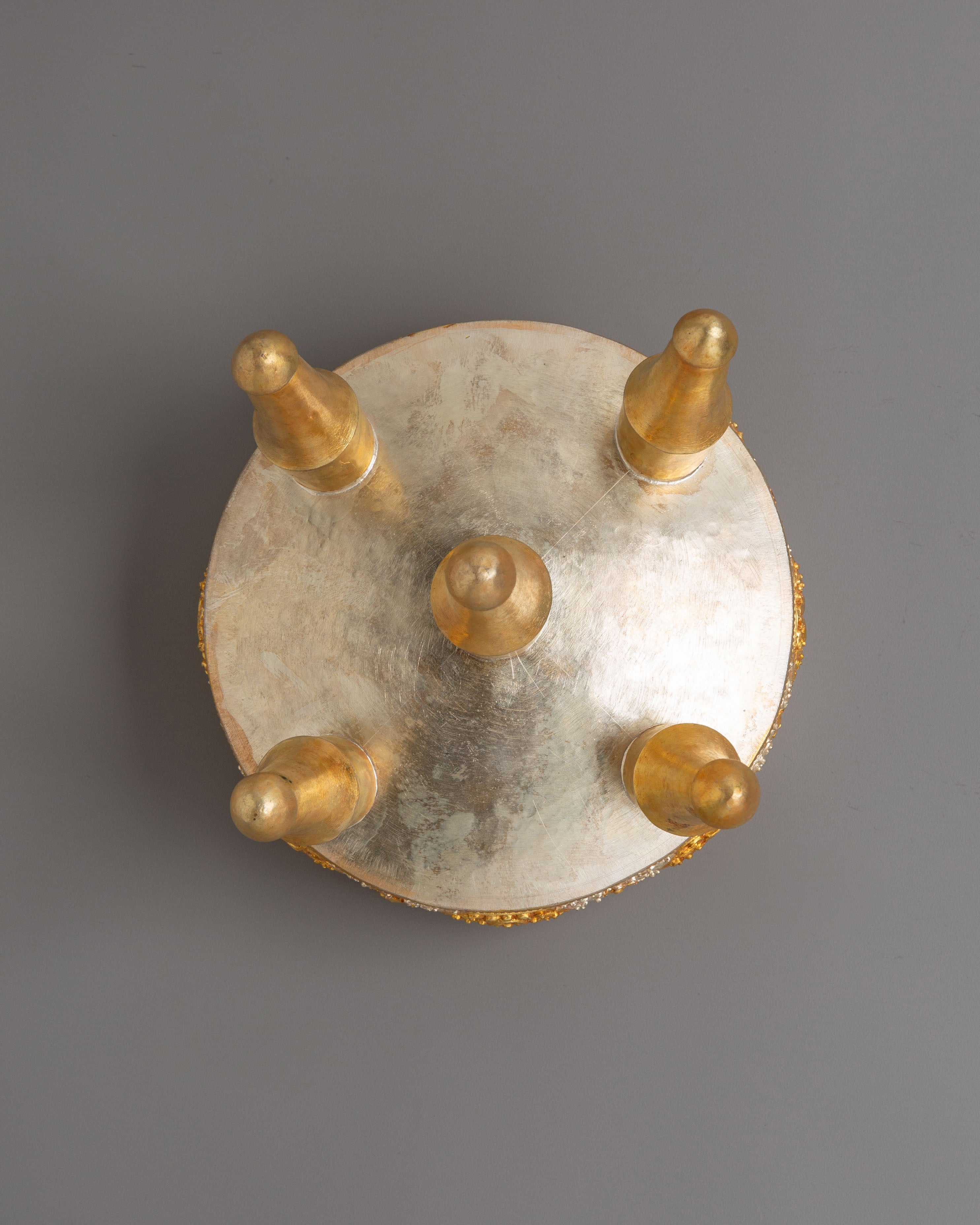Handmade Buddhist Mandala Offering | Electro Gold & Silver Plated Copper Art