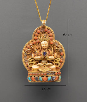 Handmade Bodhisattva Chenrezig Locket | Tibetan Compassion Pendant