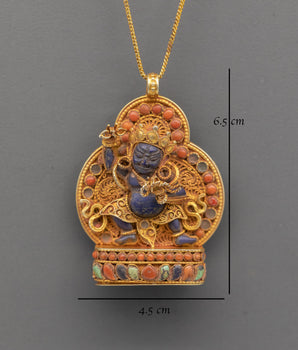 Buddhist Vajrapani Pendant | Gold Plated Amulet for Protection