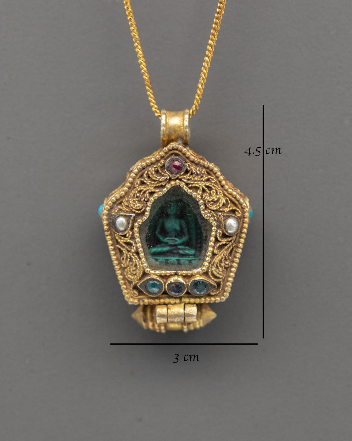 Amitabha Buddha Ghau Locket | Gold Plated Tibetan Buddhist Pendant