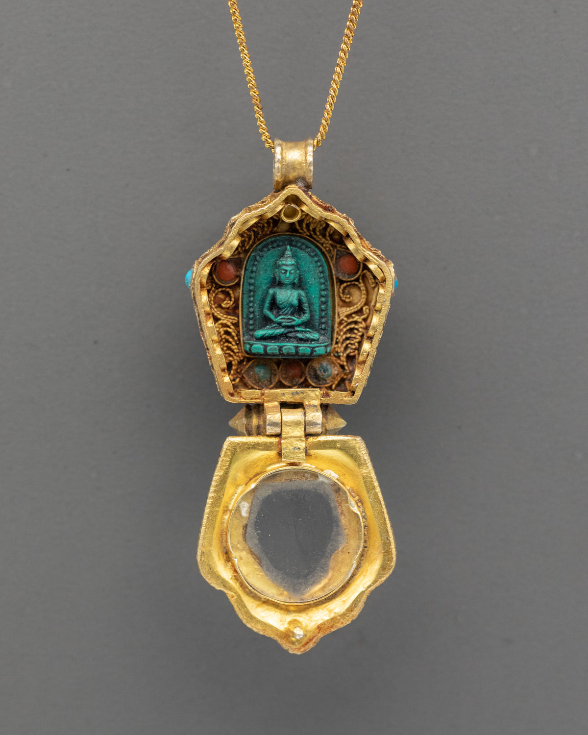 Amitabha Buddha Ghau Locket | Gold Plated Tibetan Buddhist Pendant