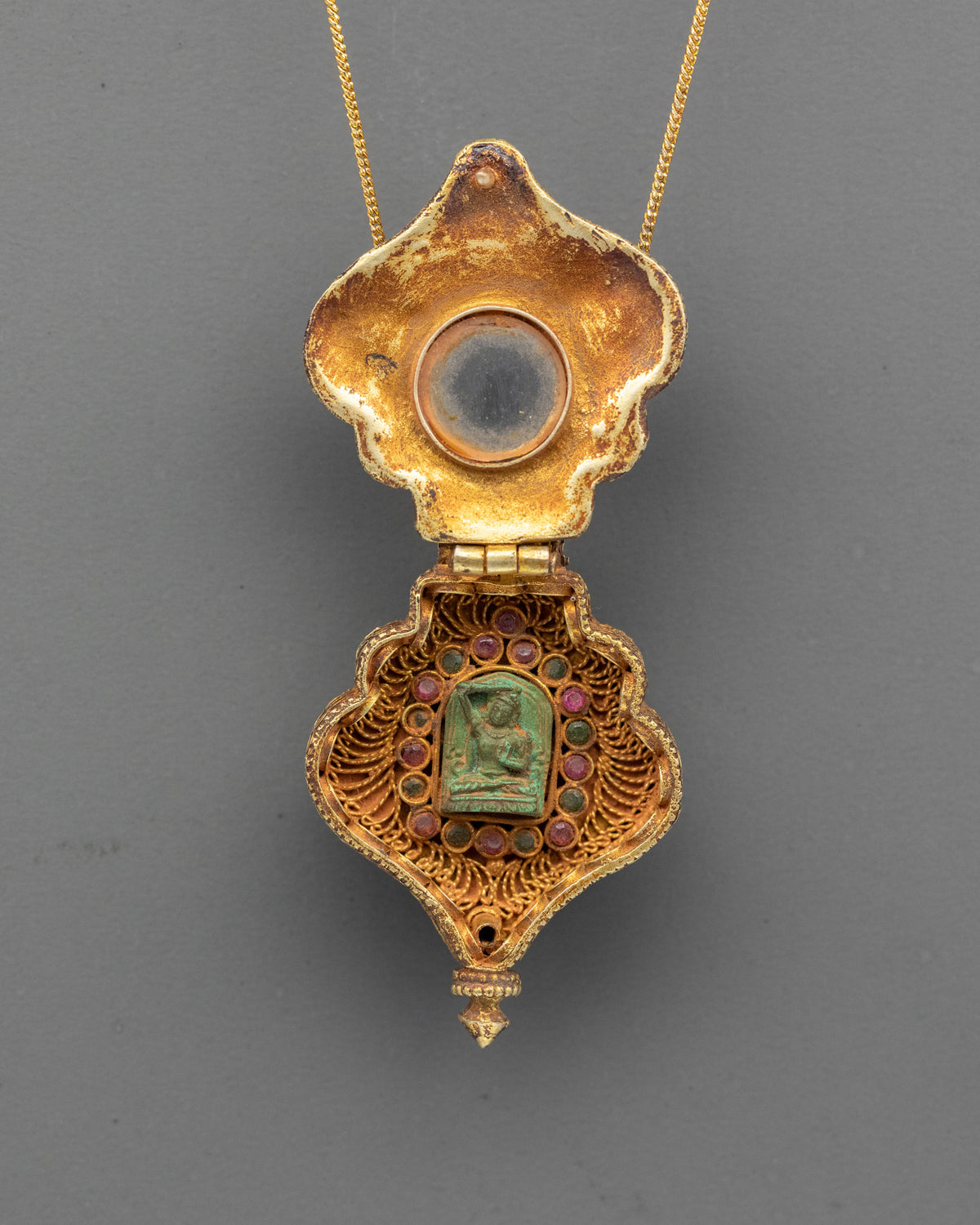 Sacred Manjushri Ghau Pendant | Gold Plated Tibetan Buddhist Wisdom Amulet
