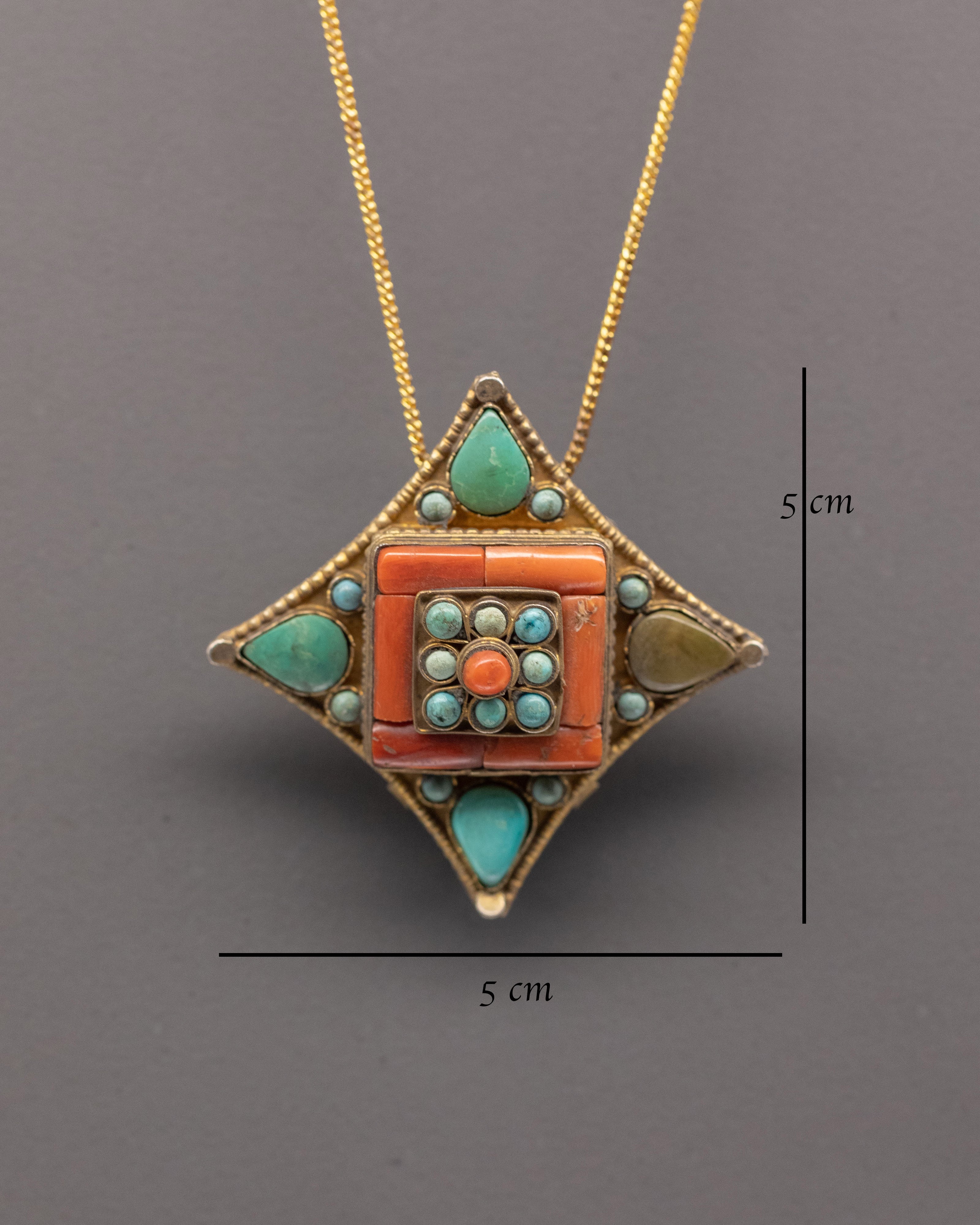 Tibetan Ghau Box Locket for Accessory | Gold Plated Silver Buddhist Pendant