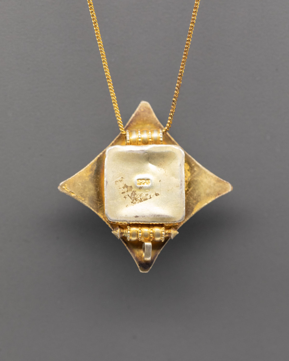 Tibetan Ghau Box Locket for Accessory | Gold Plated Silver Buddhist Pendant
