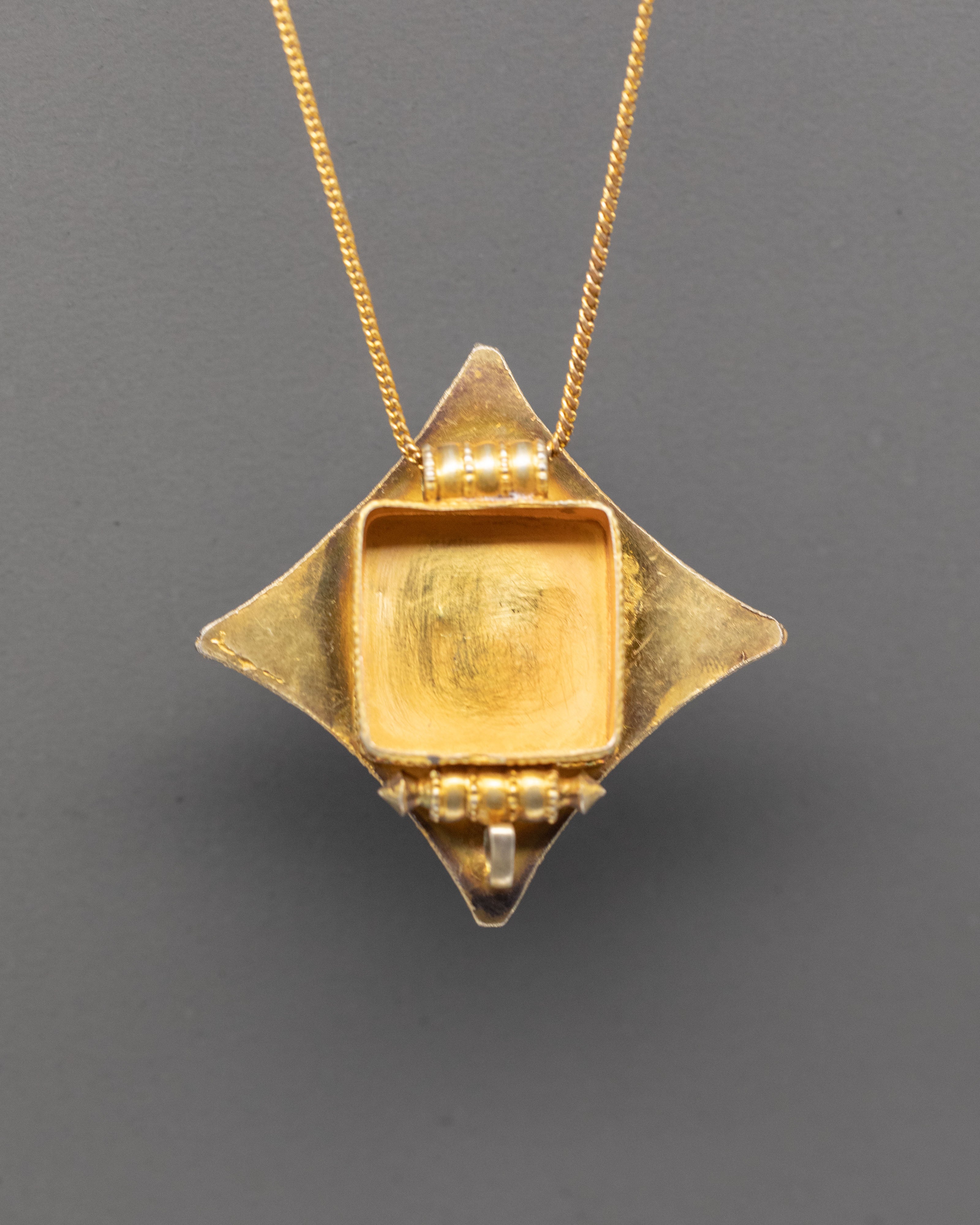Tibetan Ghau Box Locket for Accessory | Gold Plated Silver Buddhist Pendant