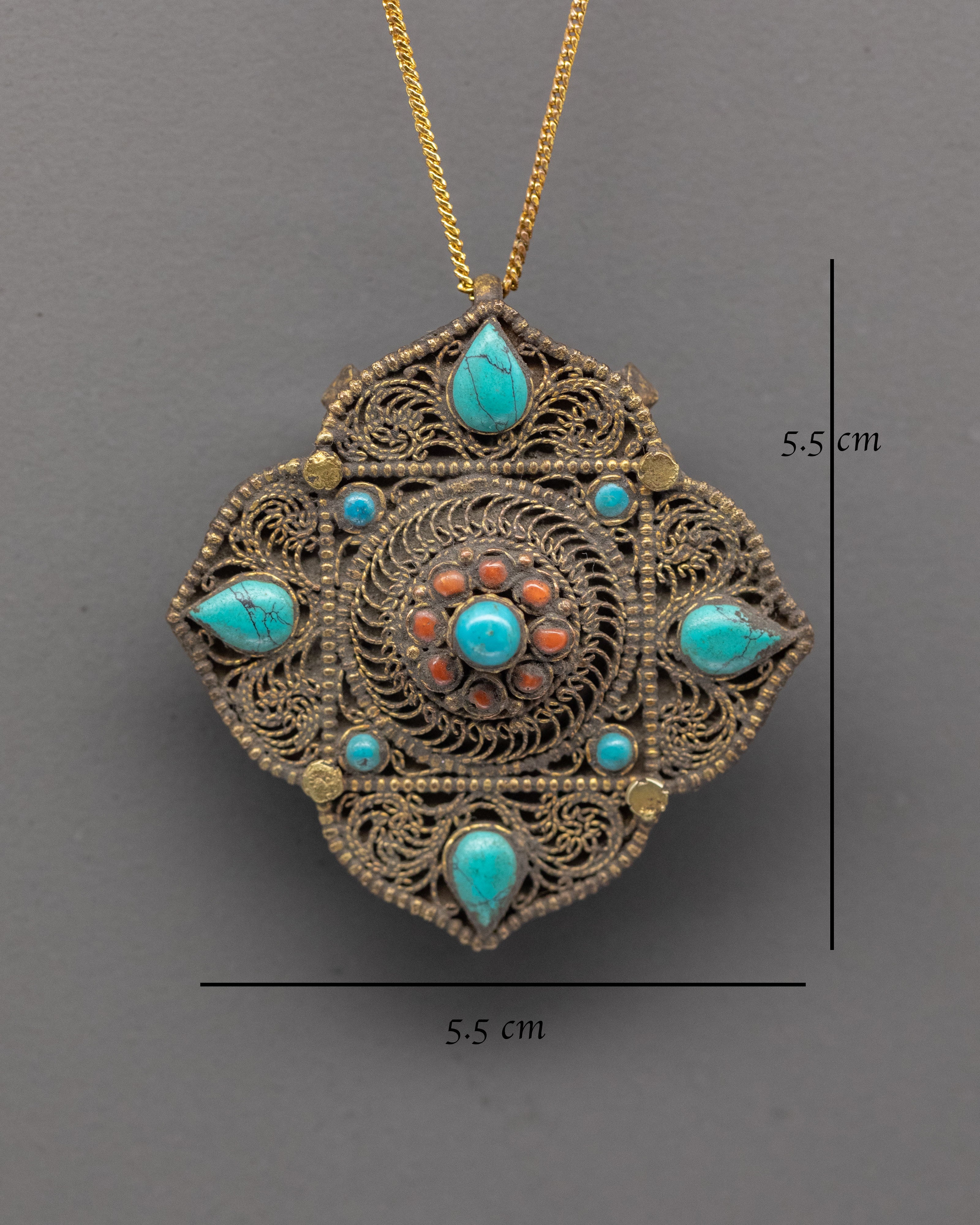 Buddhist Ghau Amulet Pendant | Gold Plated Tibetan Shrine Locket