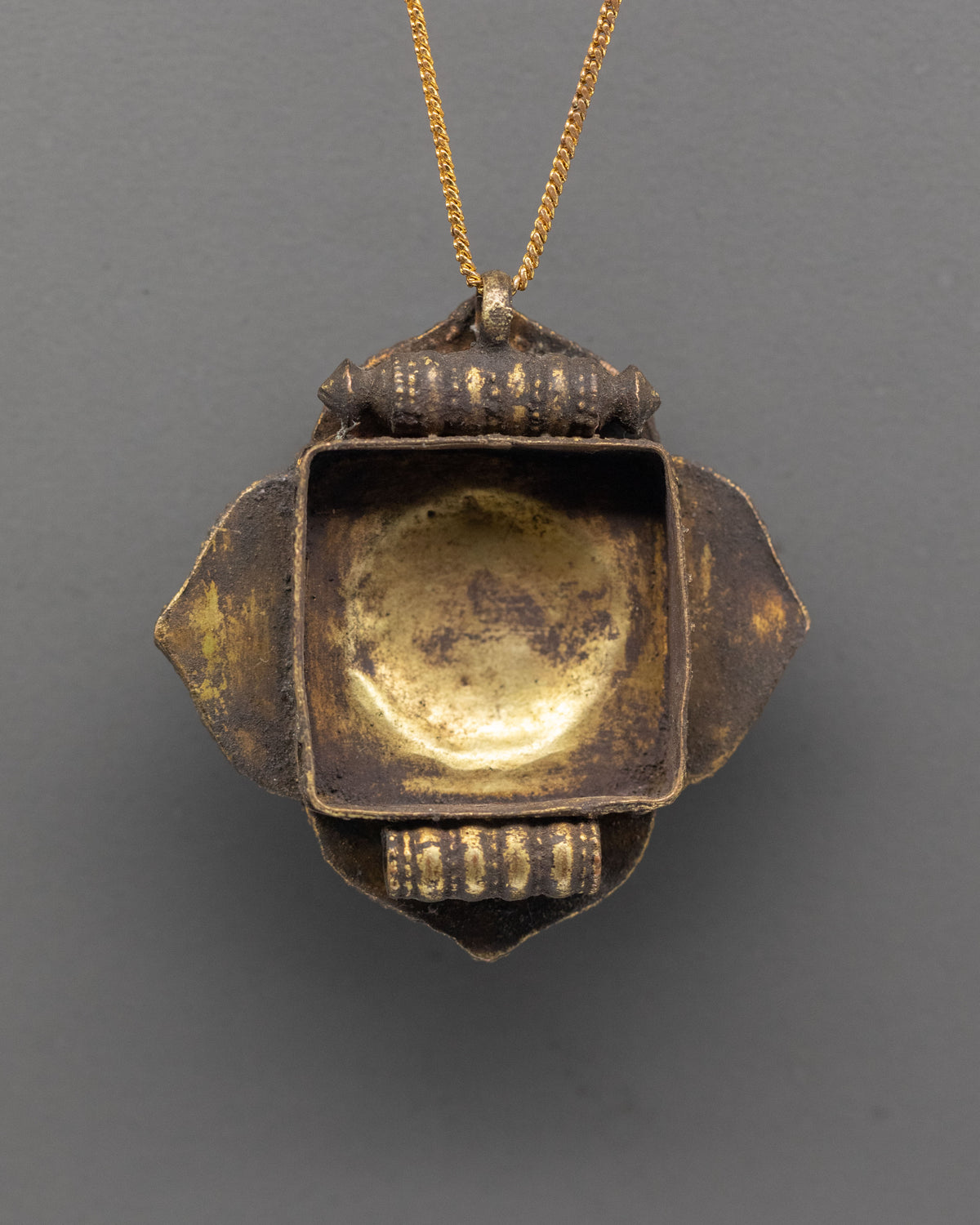 Buddhist Ghau Amulet Pendant | Gold Plated Tibetan Shrine Locket
