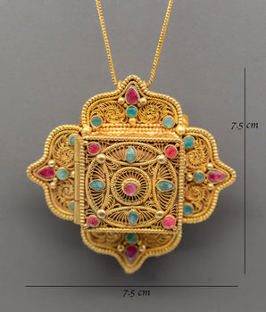 Buddhist Ghau Box Pendant | Tibetan Jewelry