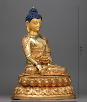 gautama buddha copper gilt statue