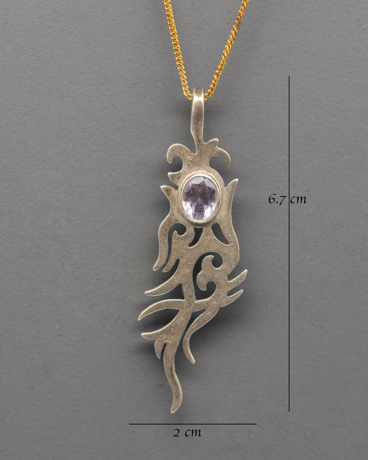 Amethyst Stone Pendant | Silver Gemstone Jewelry