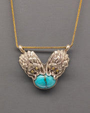 Double Dragon Turquoise Pendant | Handcrafted Silver Jewelry