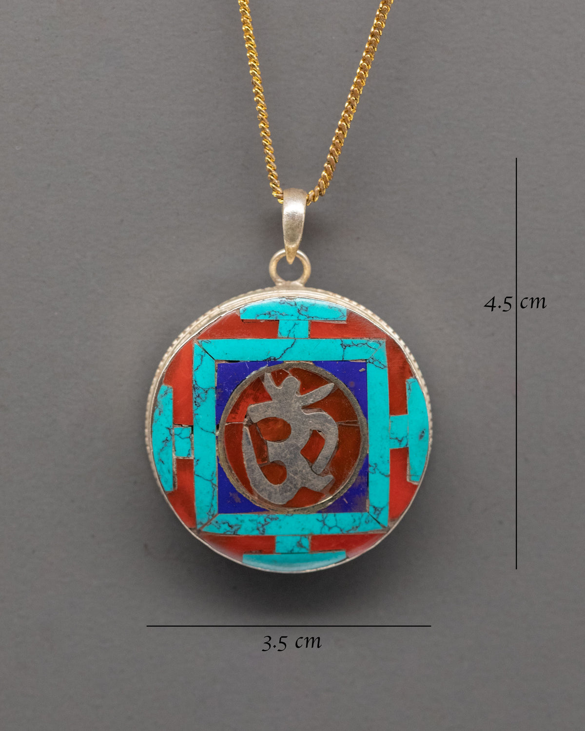 Turquoise Om Symbol Pendant | Sacred Gemstone Jewelry