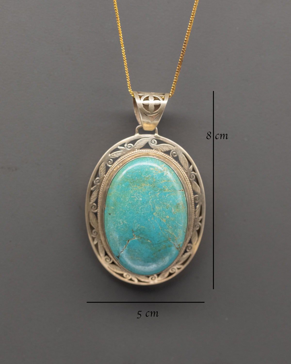 Turquoise Jewelry Pendant | Ornate Silver Design