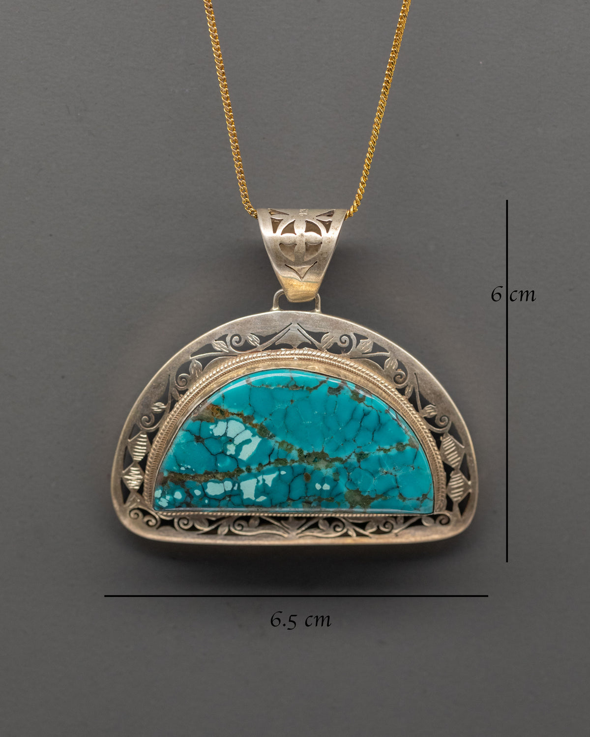 Tibetan Turquoise Locket | Ornate Silver Design