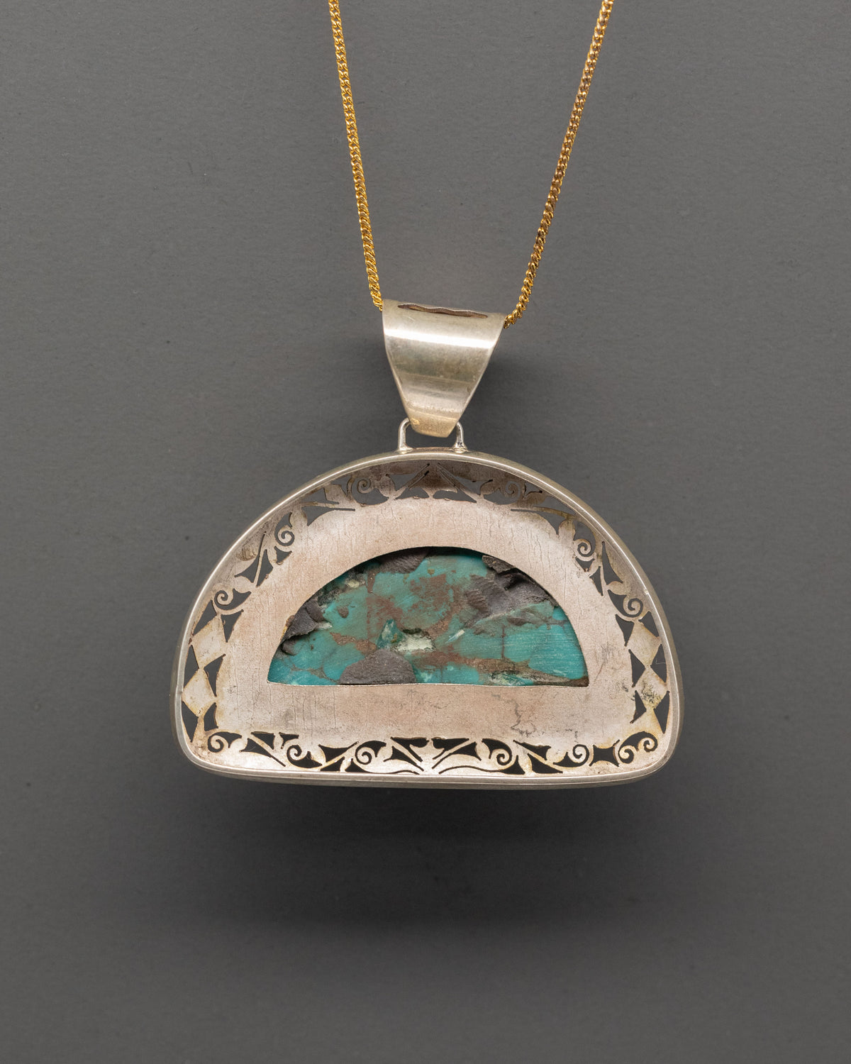 Tibetan Turquoise Locket | Ornate Silver Design