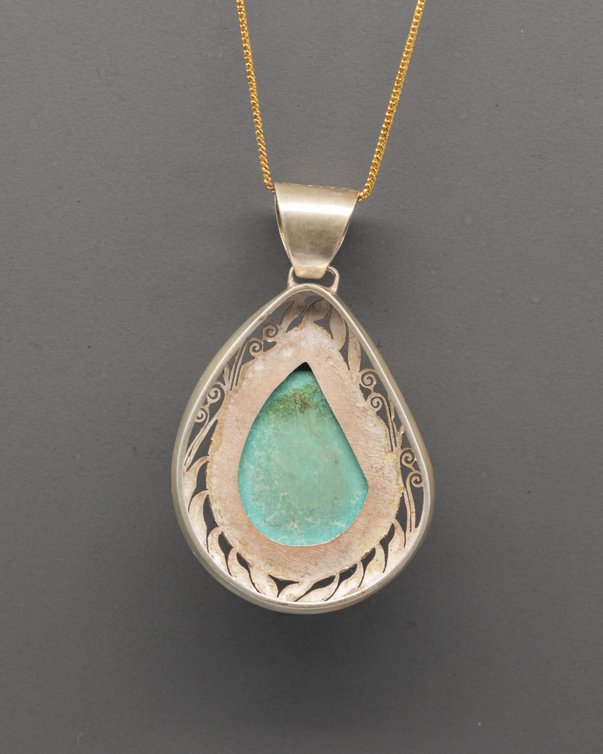 Handmade Turquoise Locket | Ornate Silver Design