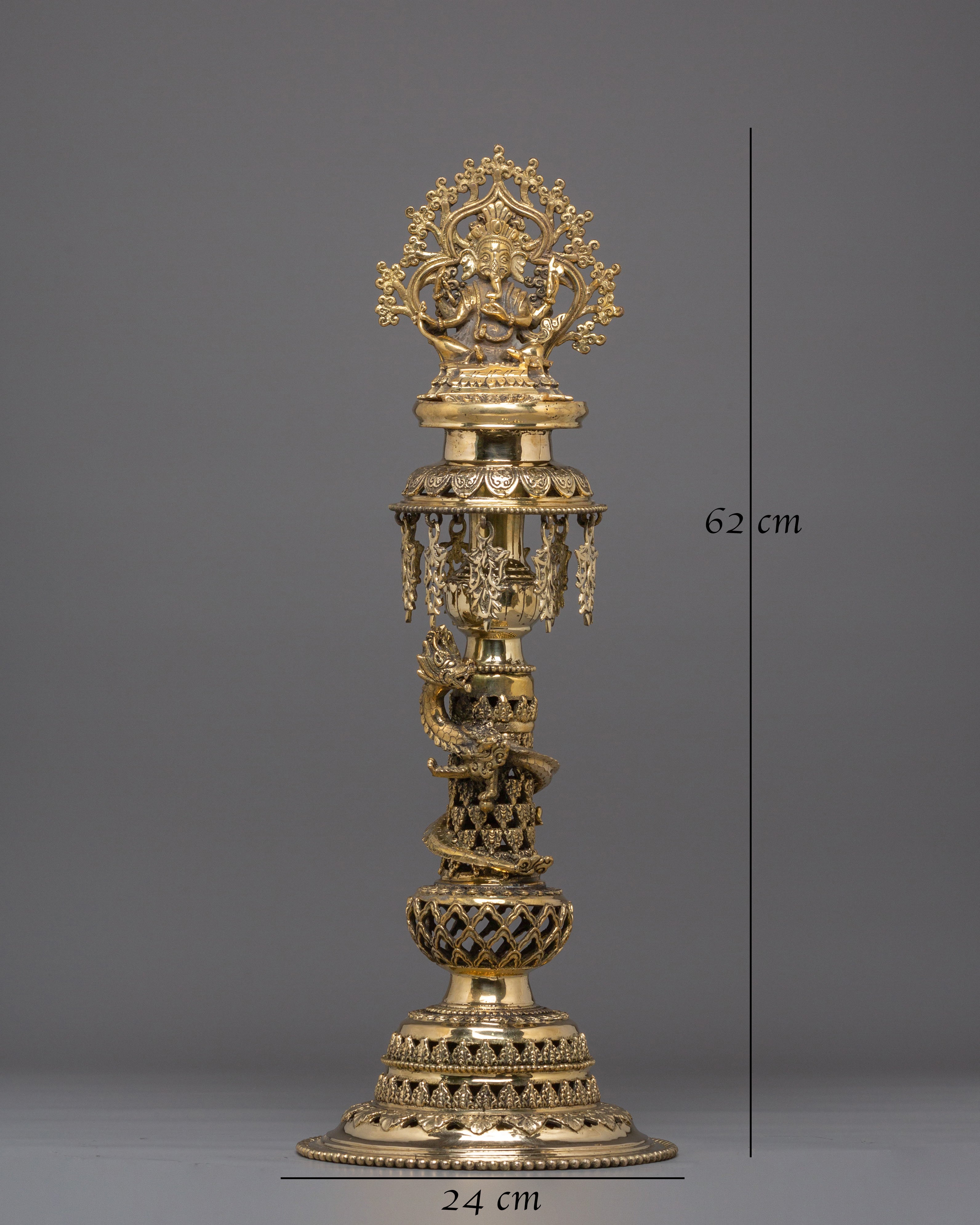 Handcrafted Panas of Ganesha and Kartikeya | Sacred Brass Oil Lamp Set