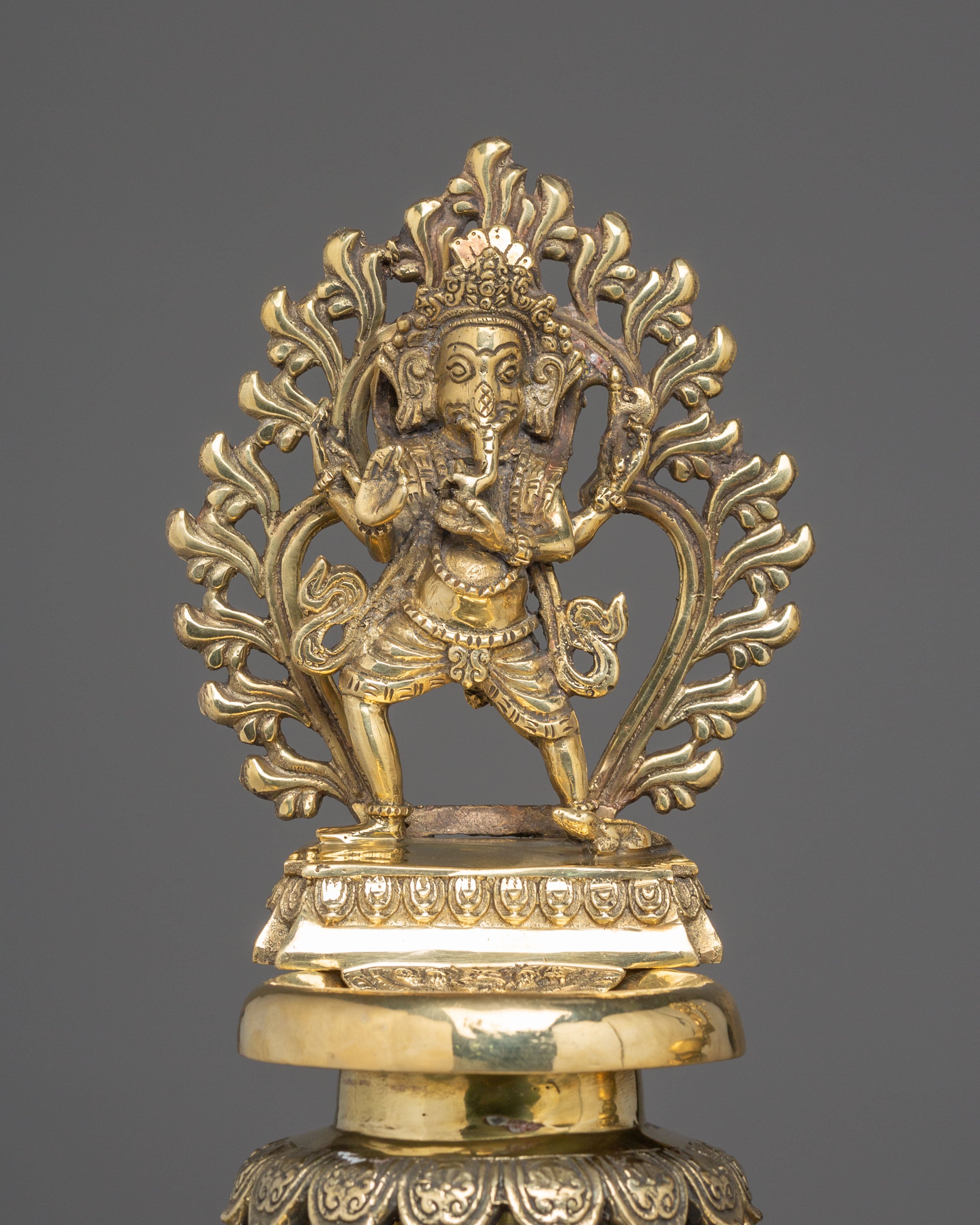 Sacred Brass Oil Lamp Set | Ganesha and Kartikeya Deity Offering Lamps