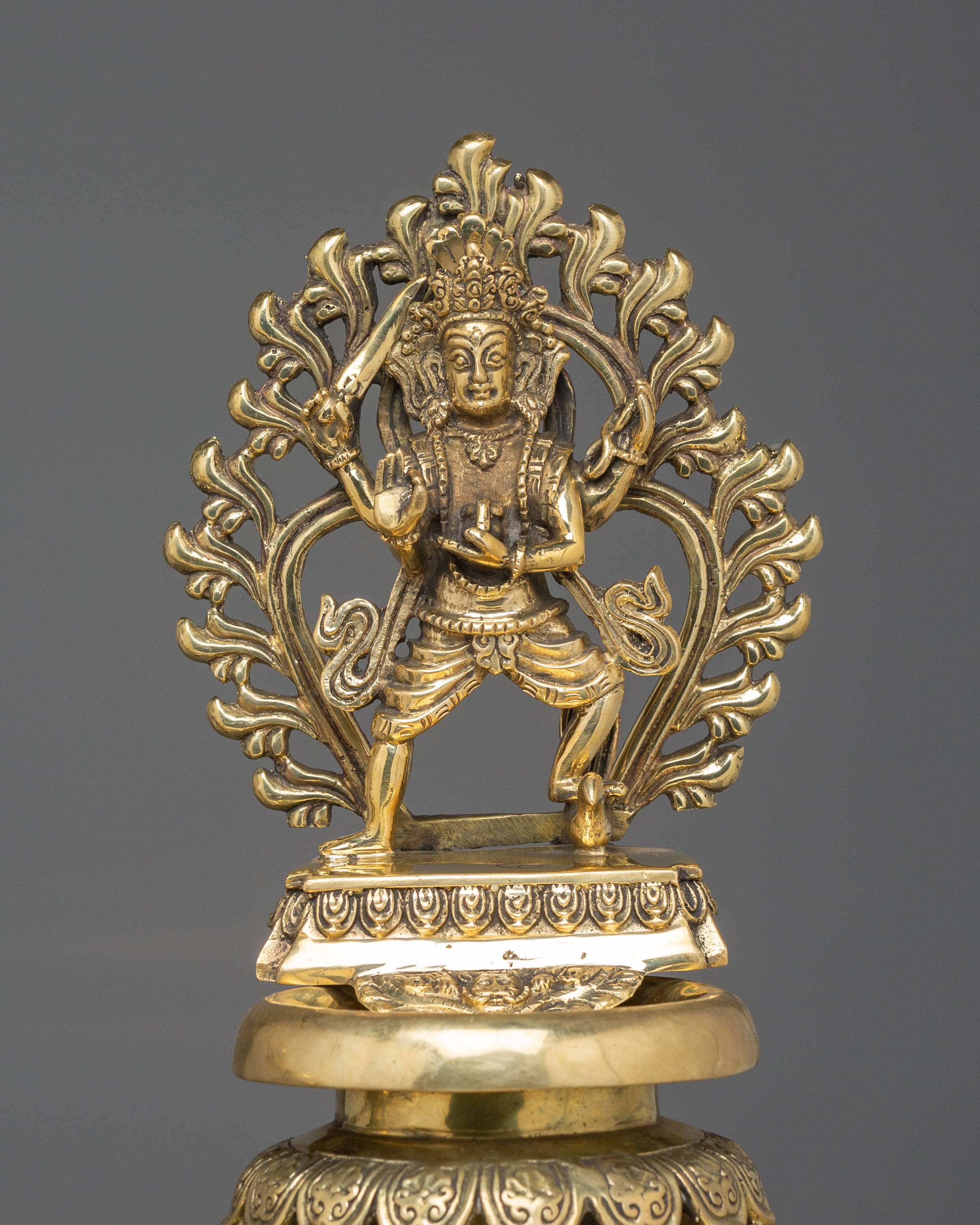 Sacred Brass Oil Lamp Set | Ganesha and Kartikeya Deity Offering Lamps