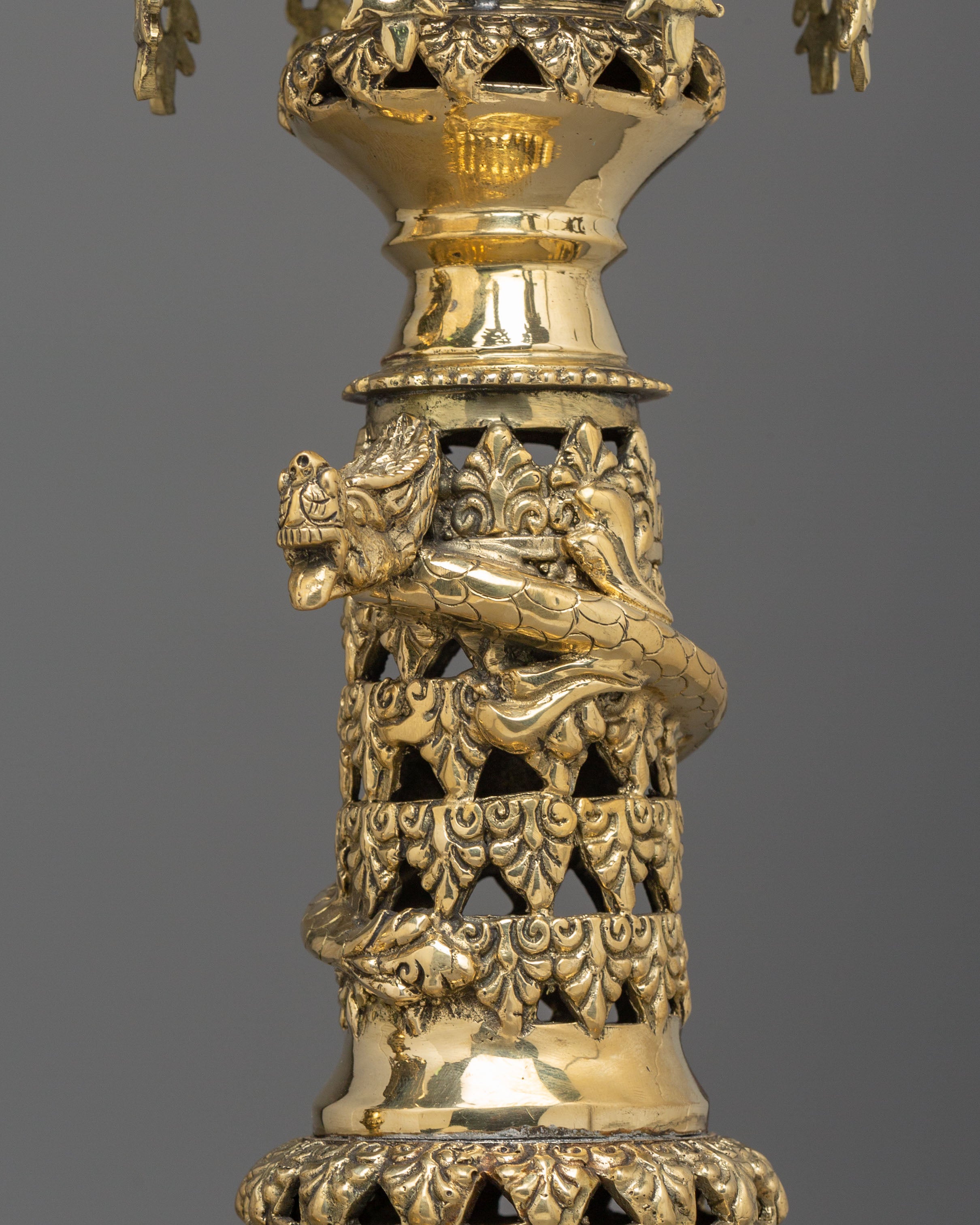 Sacred Brass Oil Lamp Set | Ganesha and Kartikeya Deity Offering Lamps