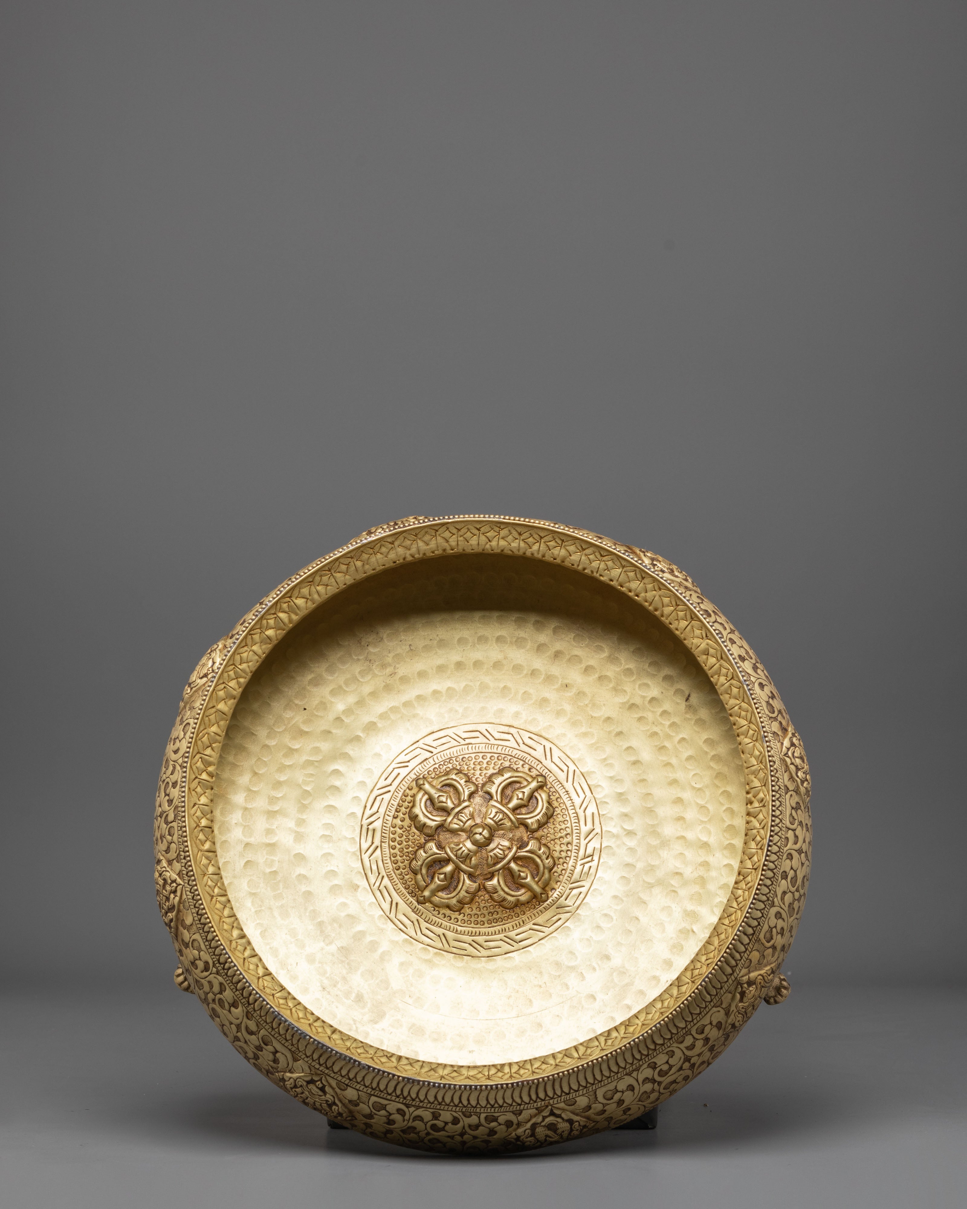 Traditional Decorative Urli Bowl | Auspicious Symbol Carving