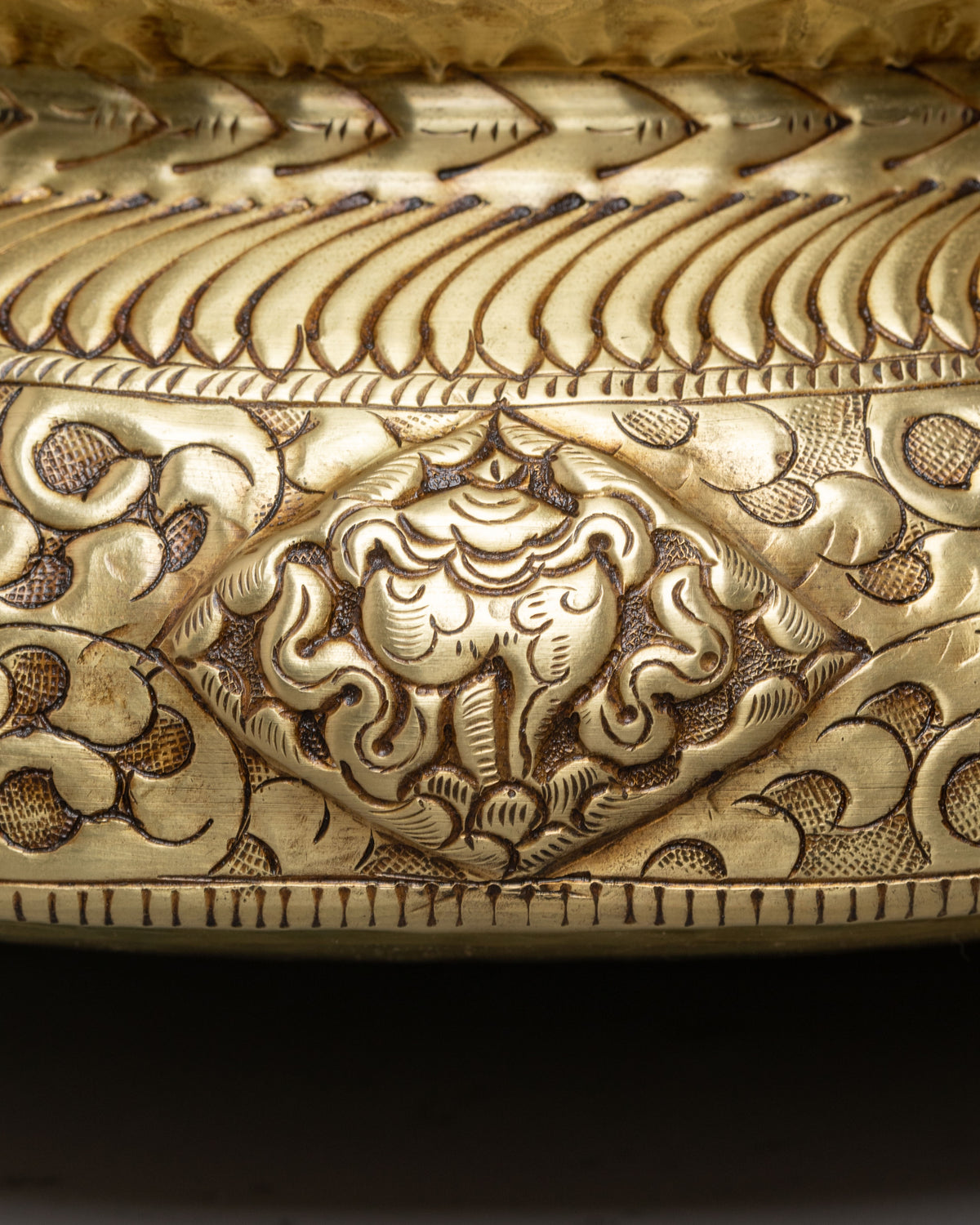 Traditional Decorative Urli Bowl | Auspicious Symbol Carving
