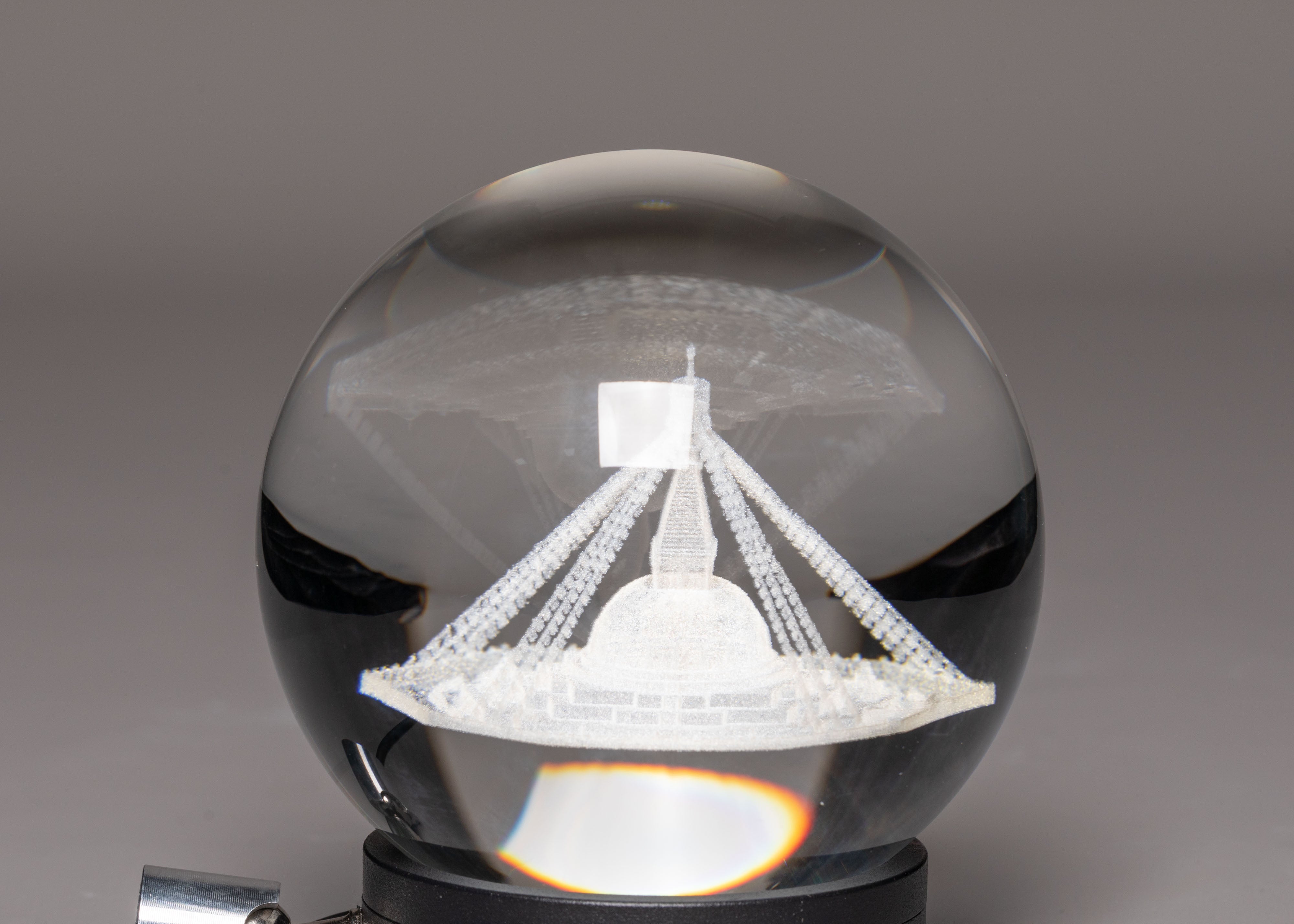 Stupa Crystal Ball | Handcrafted Glass with Wooden Base