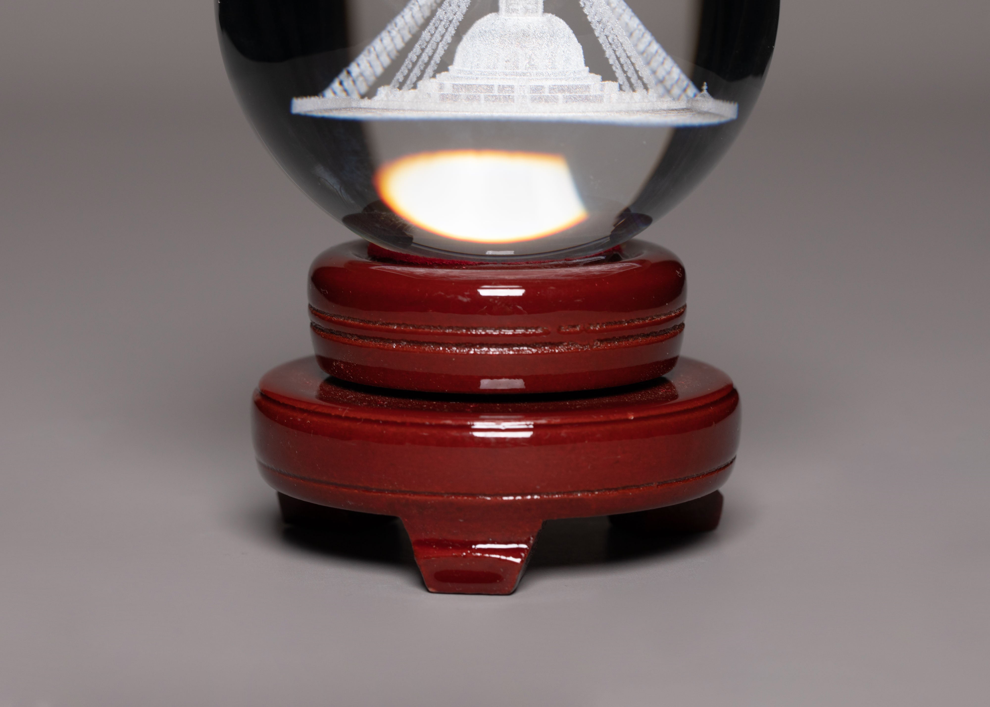 Stupa Crystal Ball | Handcrafted Glass with Wooden Base