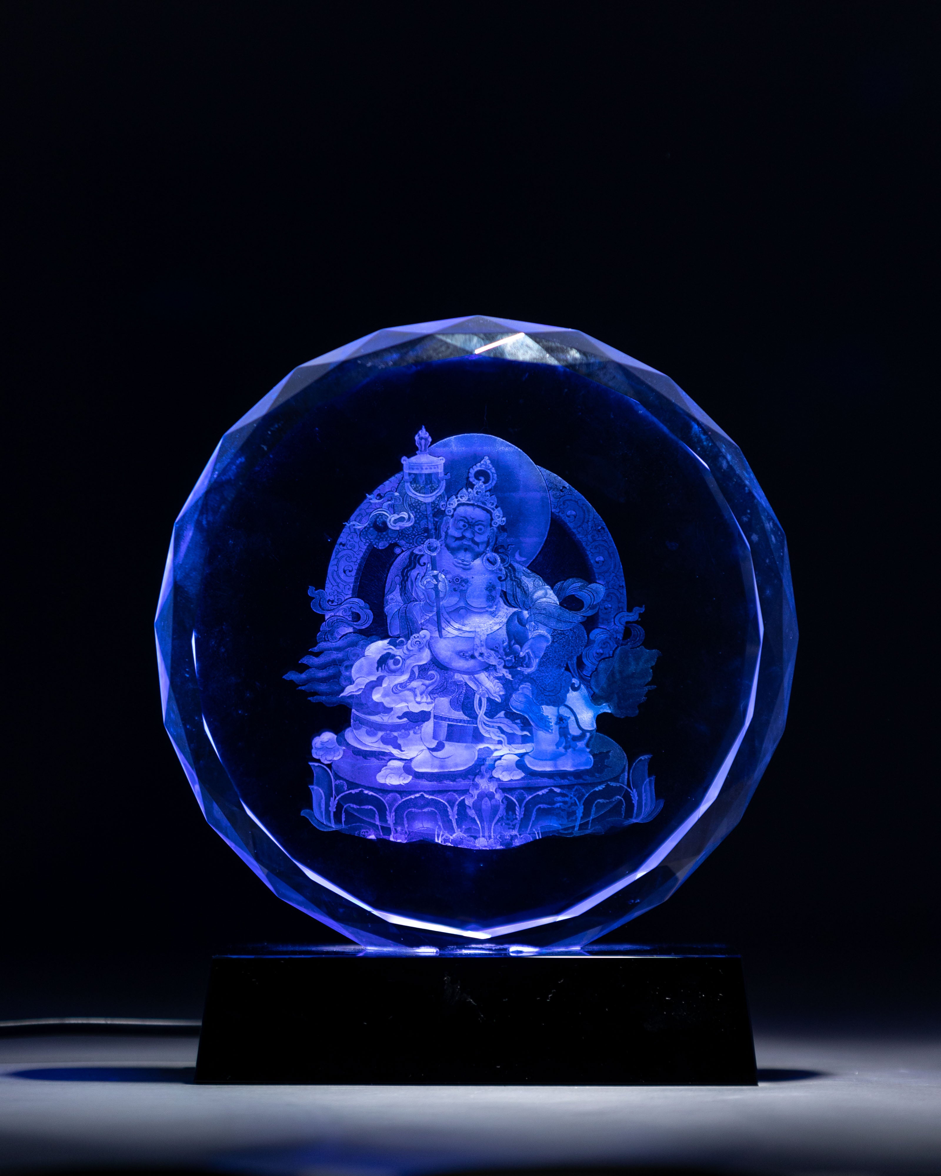 Namtoshe Glass Art | Illuminated Glass Sculpture with Wooden Base