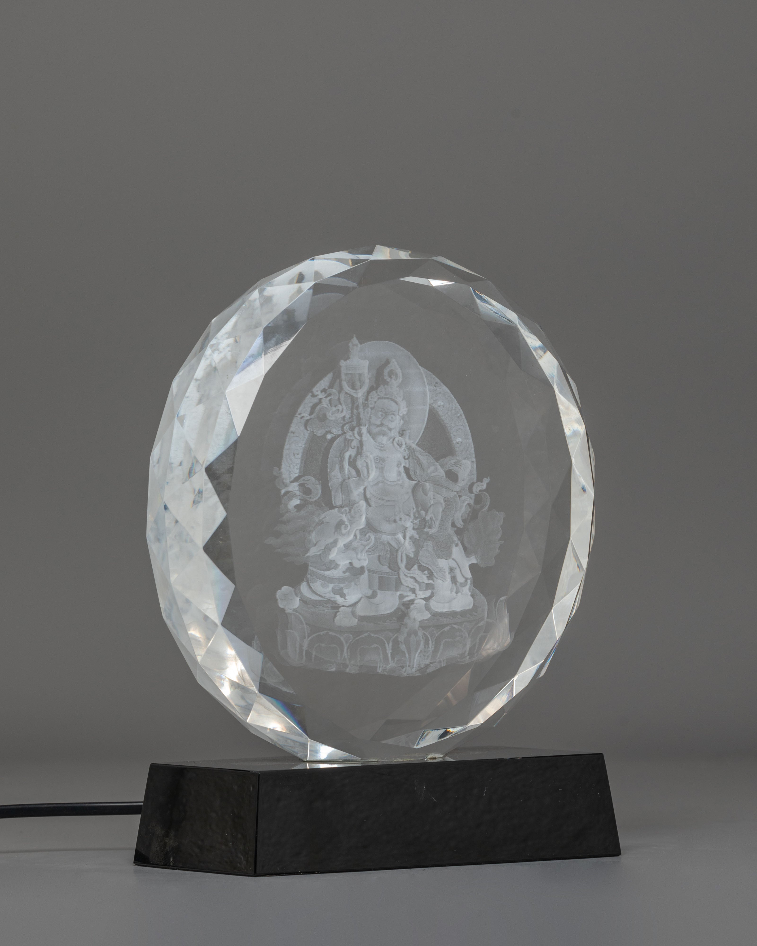 Namtoshe Glass Art | Illuminated Glass Sculpture with Wooden Base