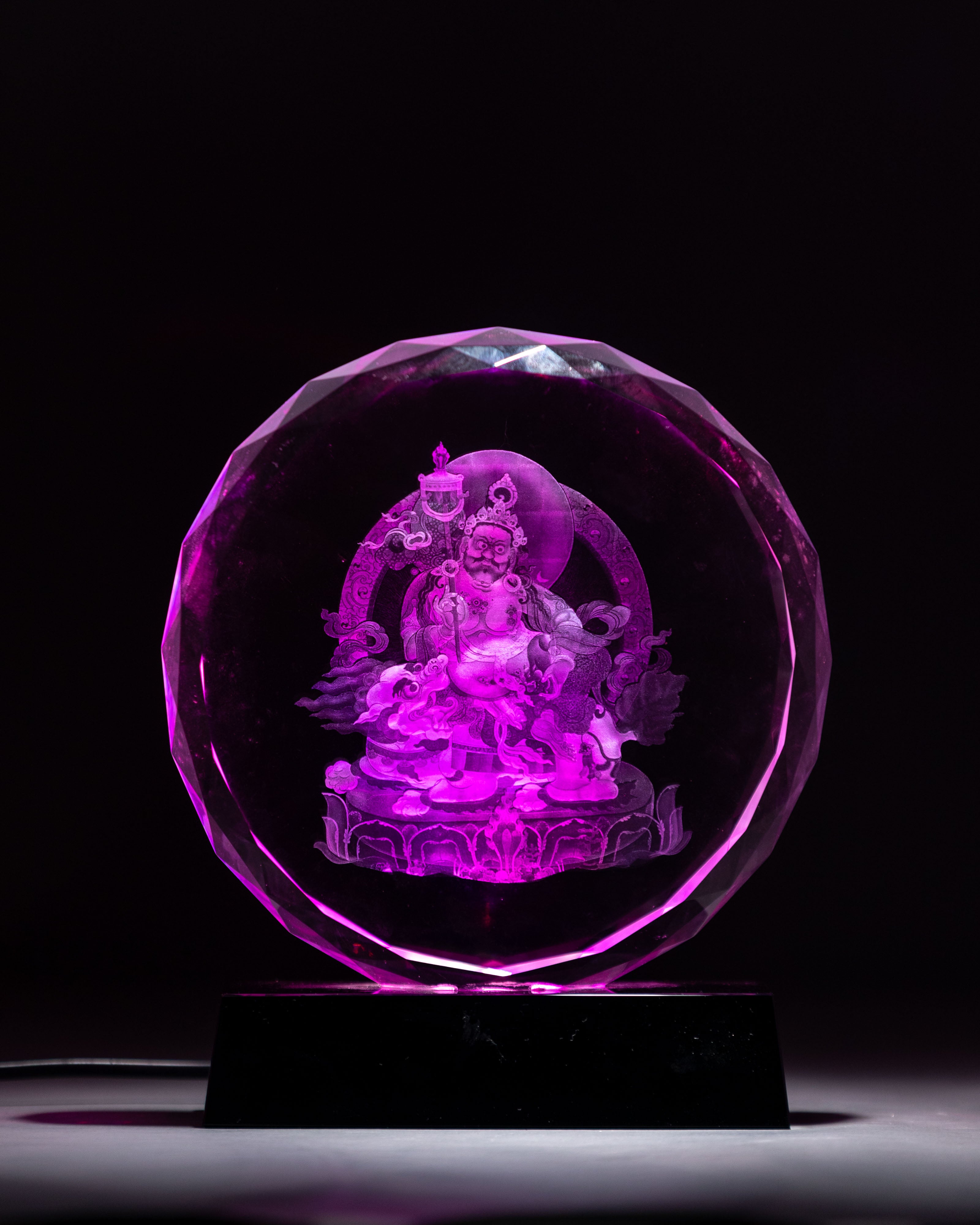 Namtoshe Glass Art | Illuminated Glass Sculpture with Wooden Base