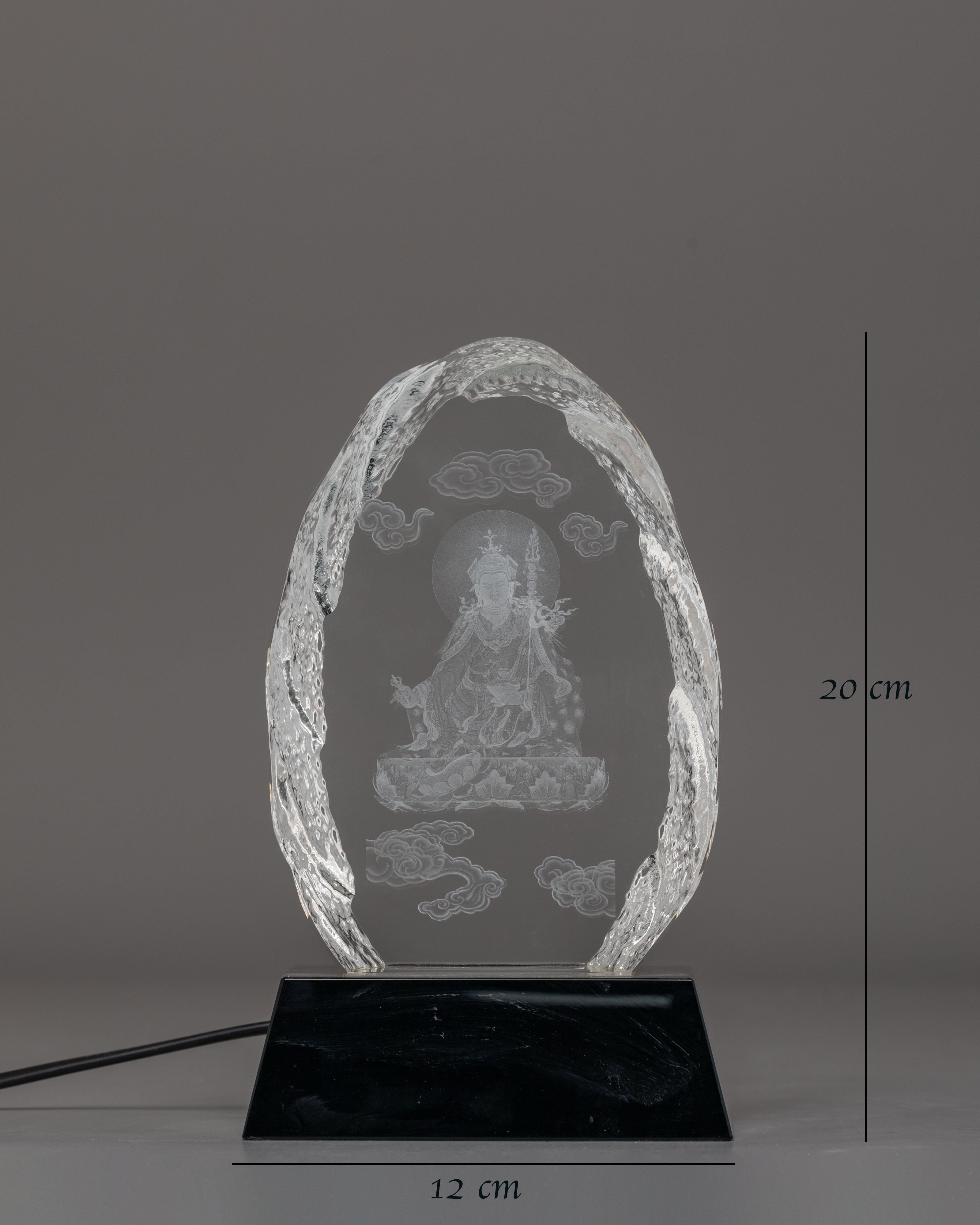 Guru Rinpoche Glass Decor | Wooden Base & Glass Spiritual Art